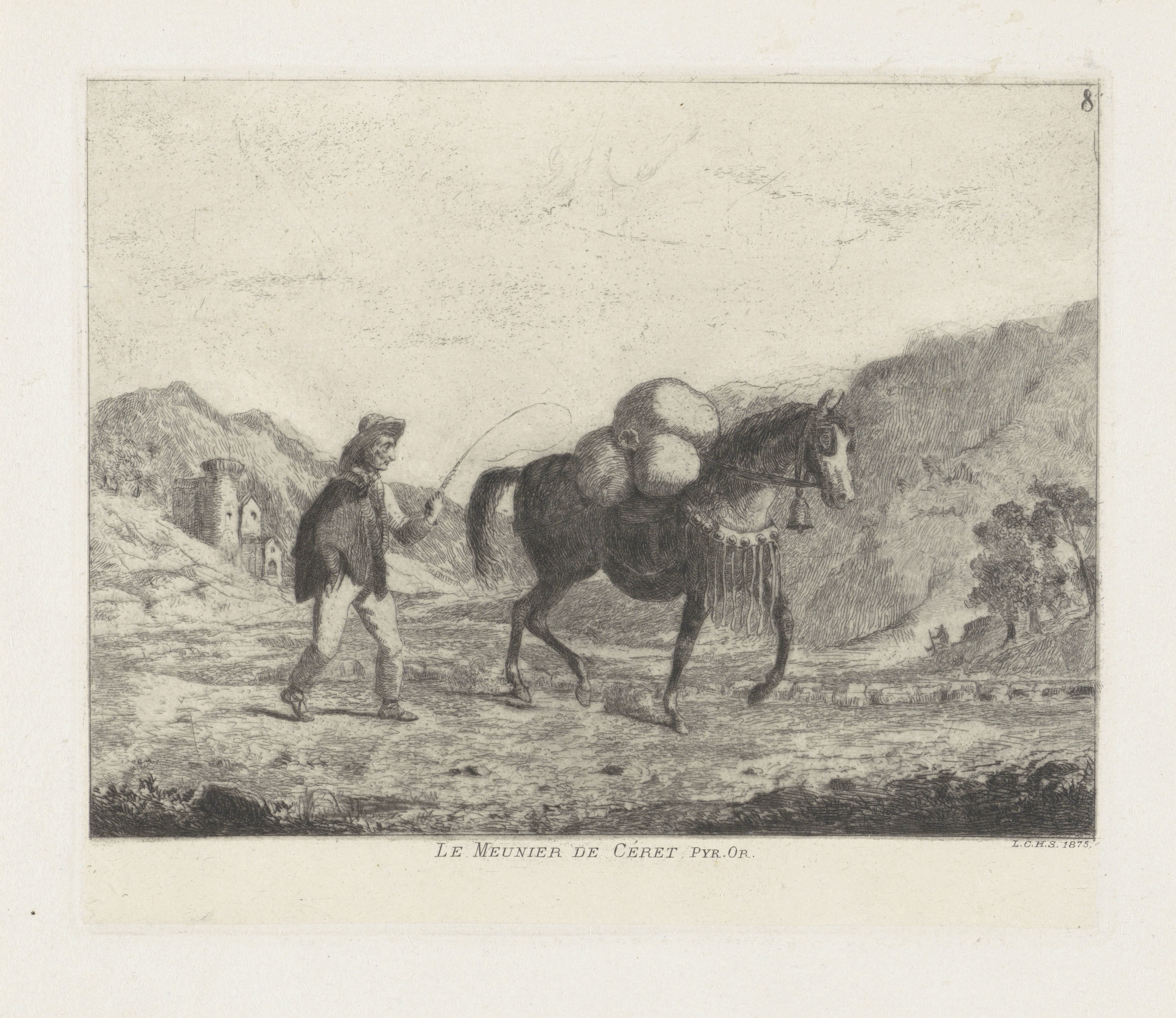 Man met paard in heuvellandschap
