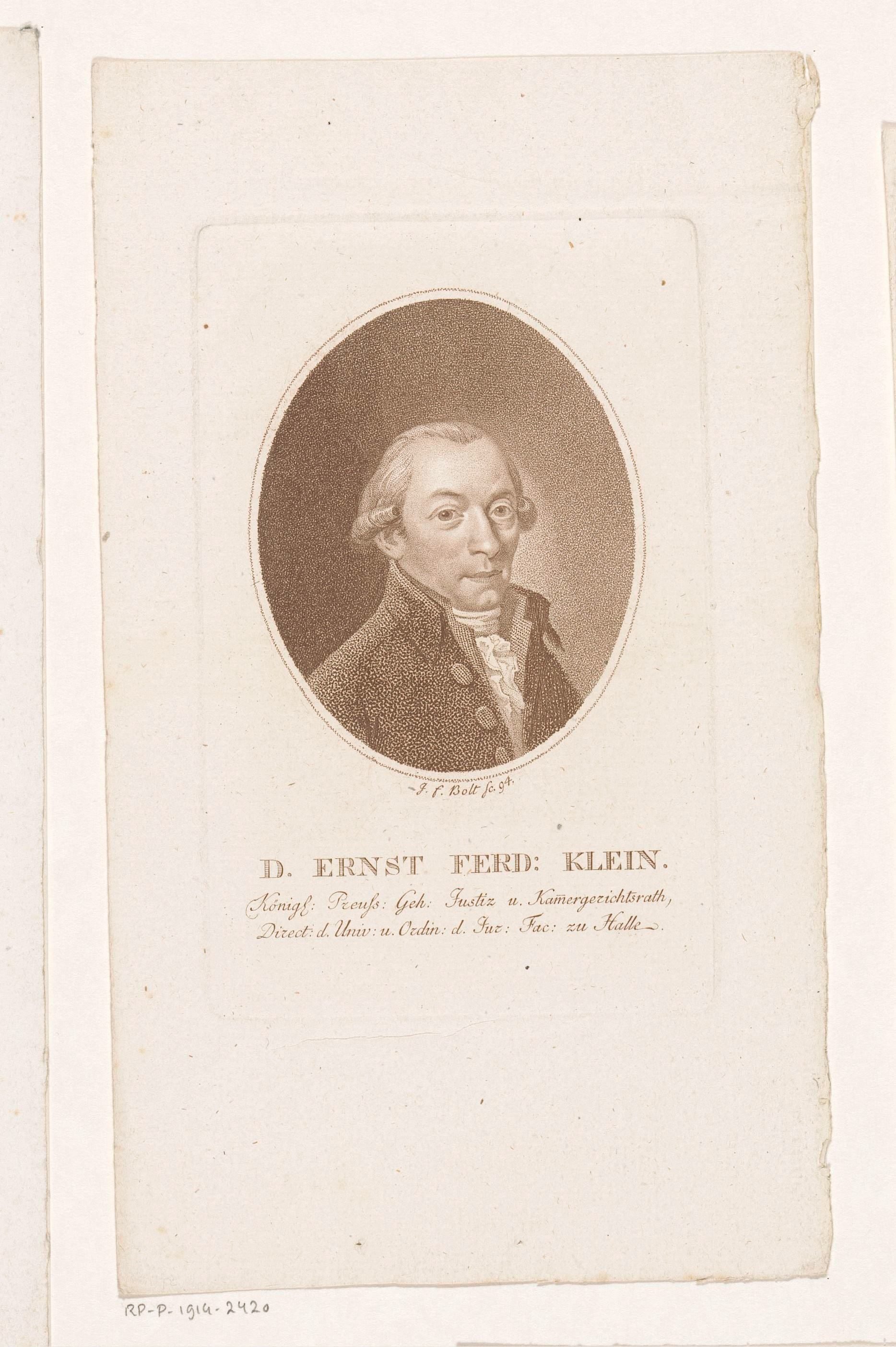 Portret van Ernst Ferdinand Klein