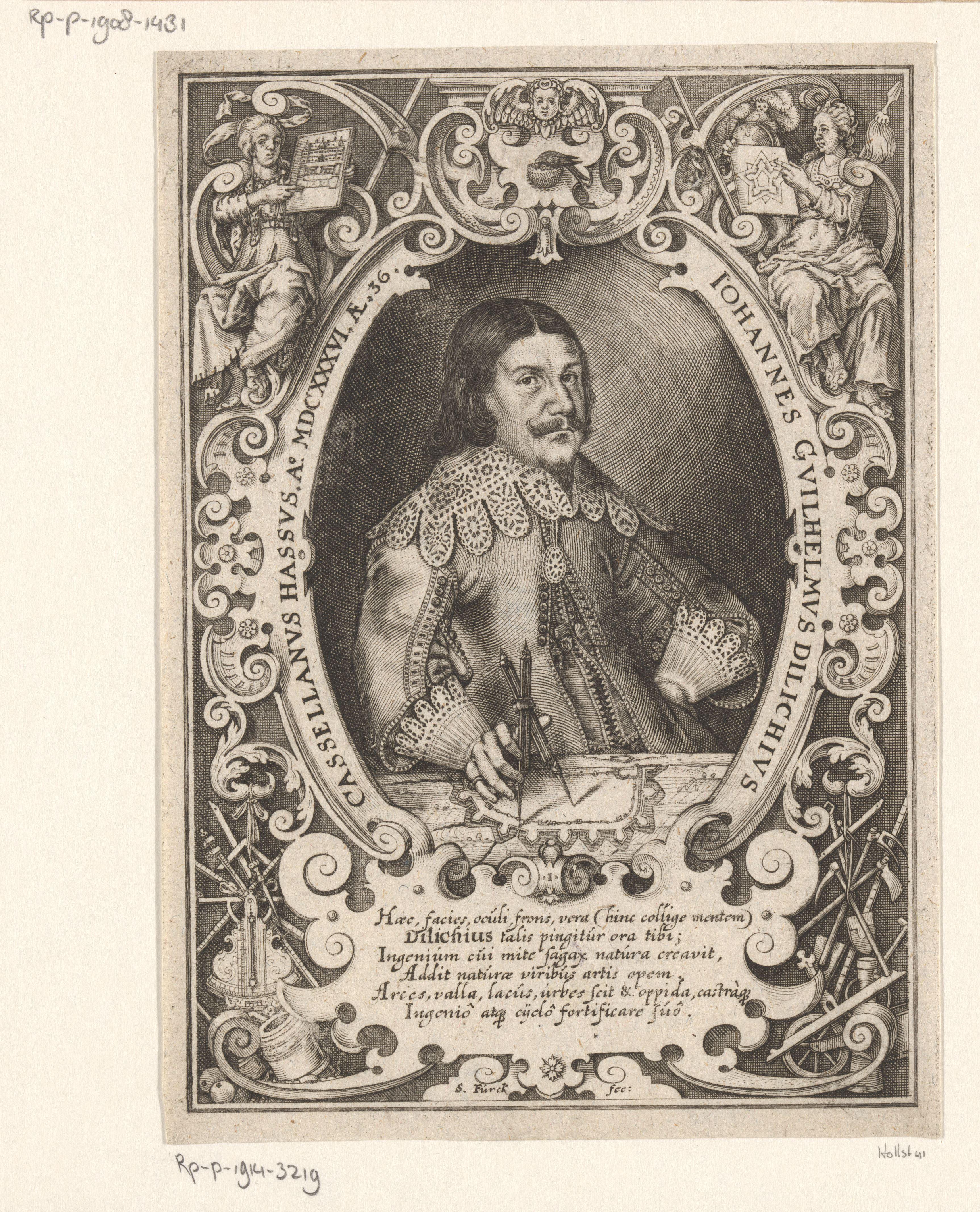 Portret van Johann Wilhelm Dilich op 36-jarige leeftijd