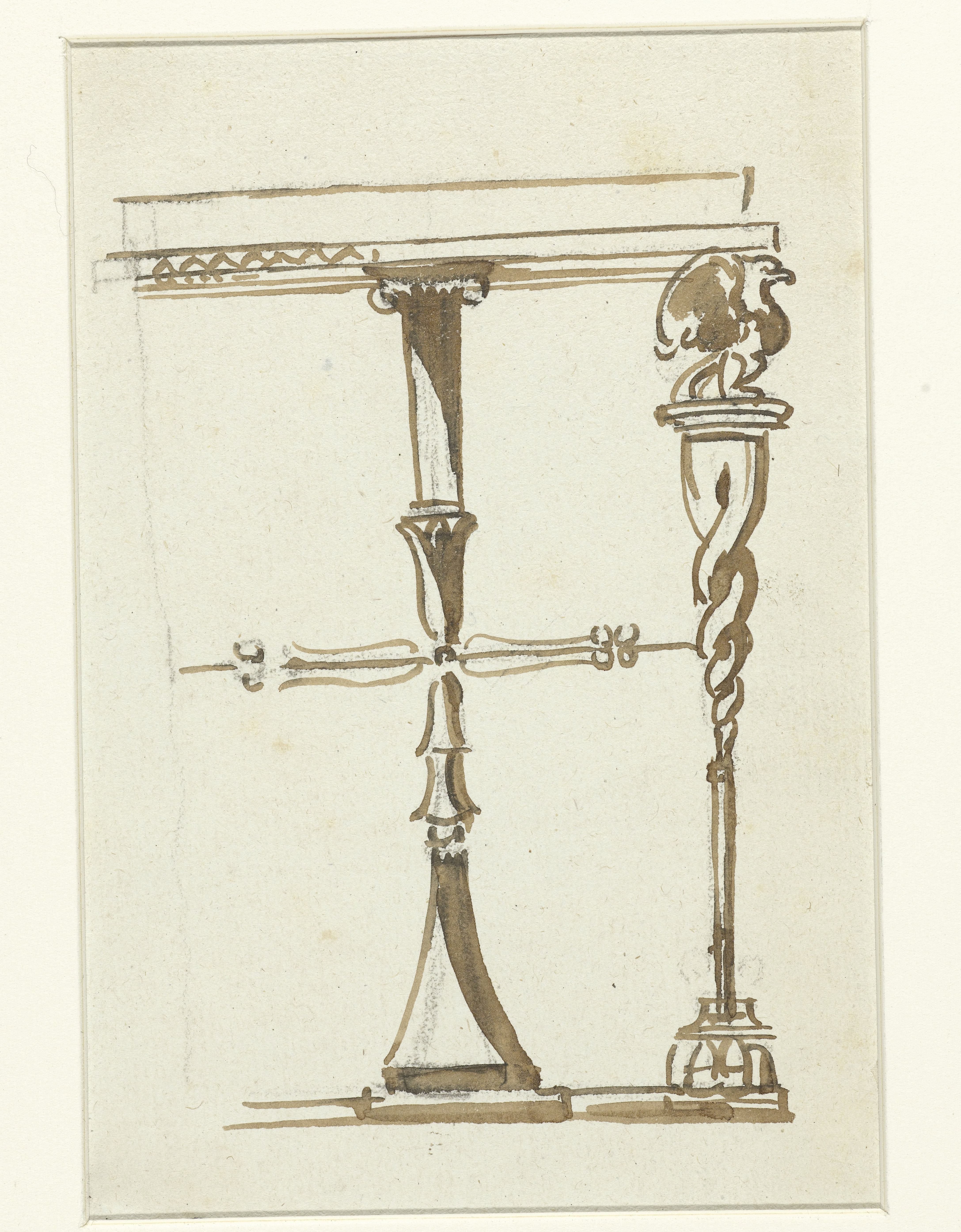 Poten van een tafel met een zittende griffioen