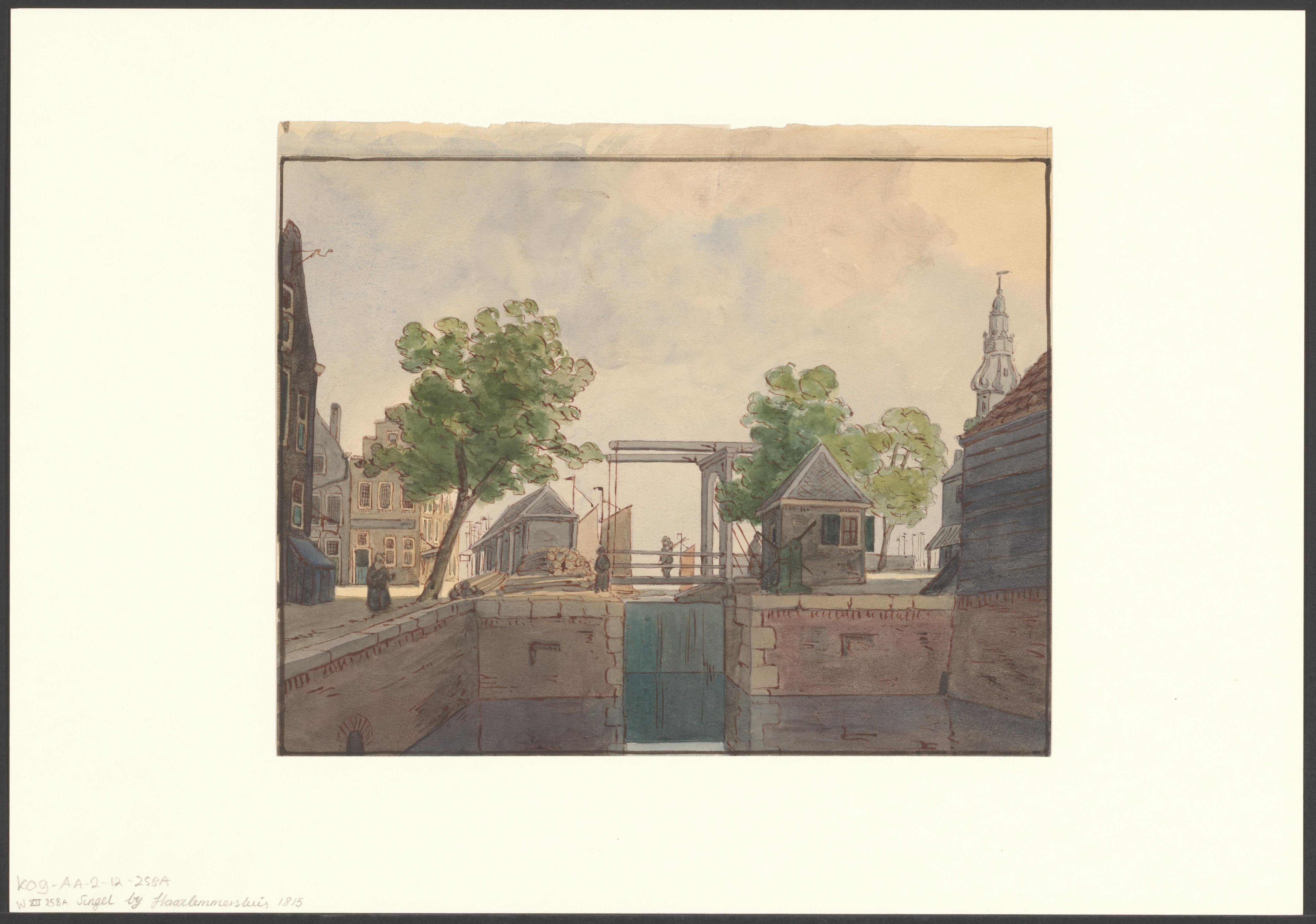 Gezicht op het Singel gezien naar de Haarlemmersluis