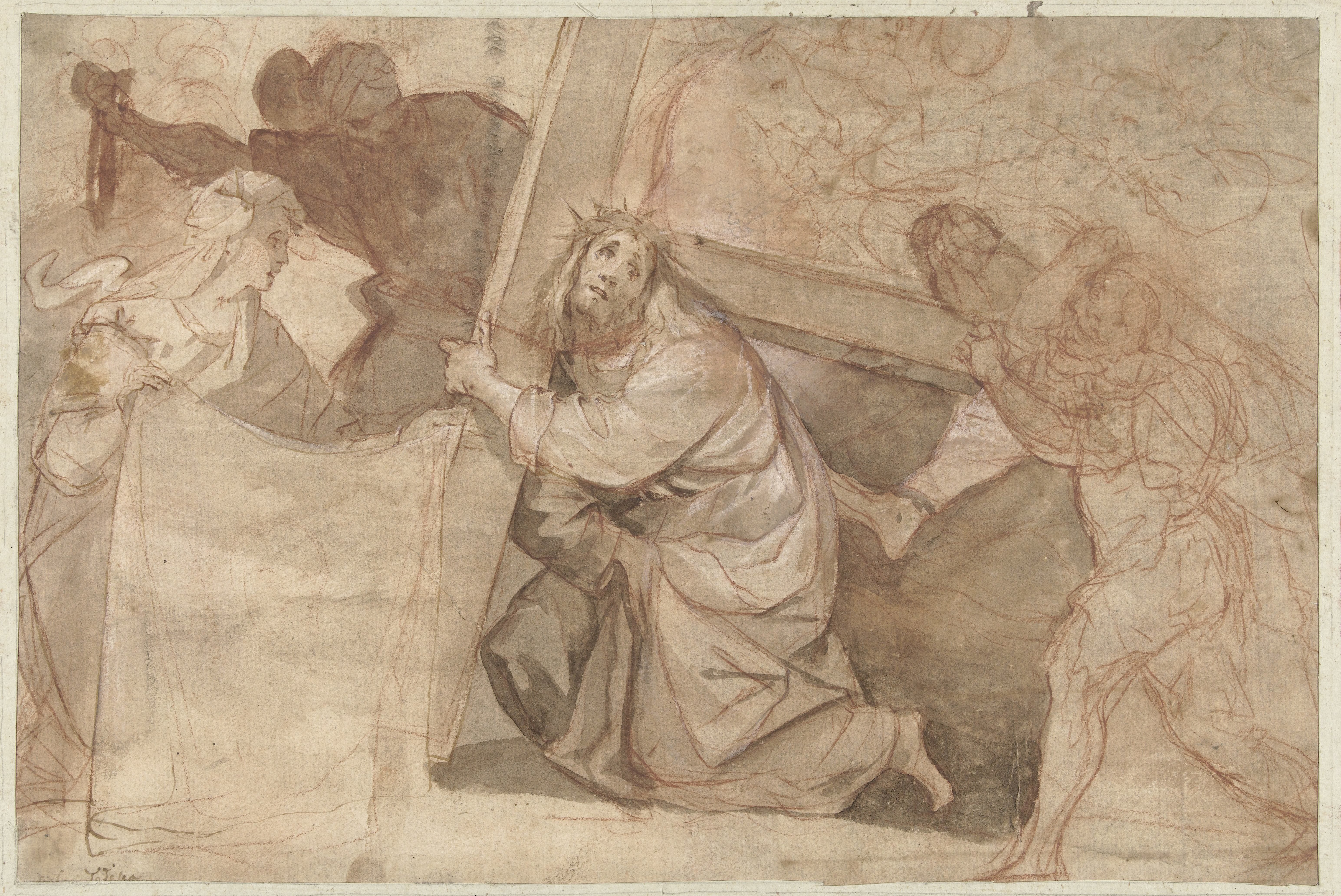 Christus valt onder het kruis