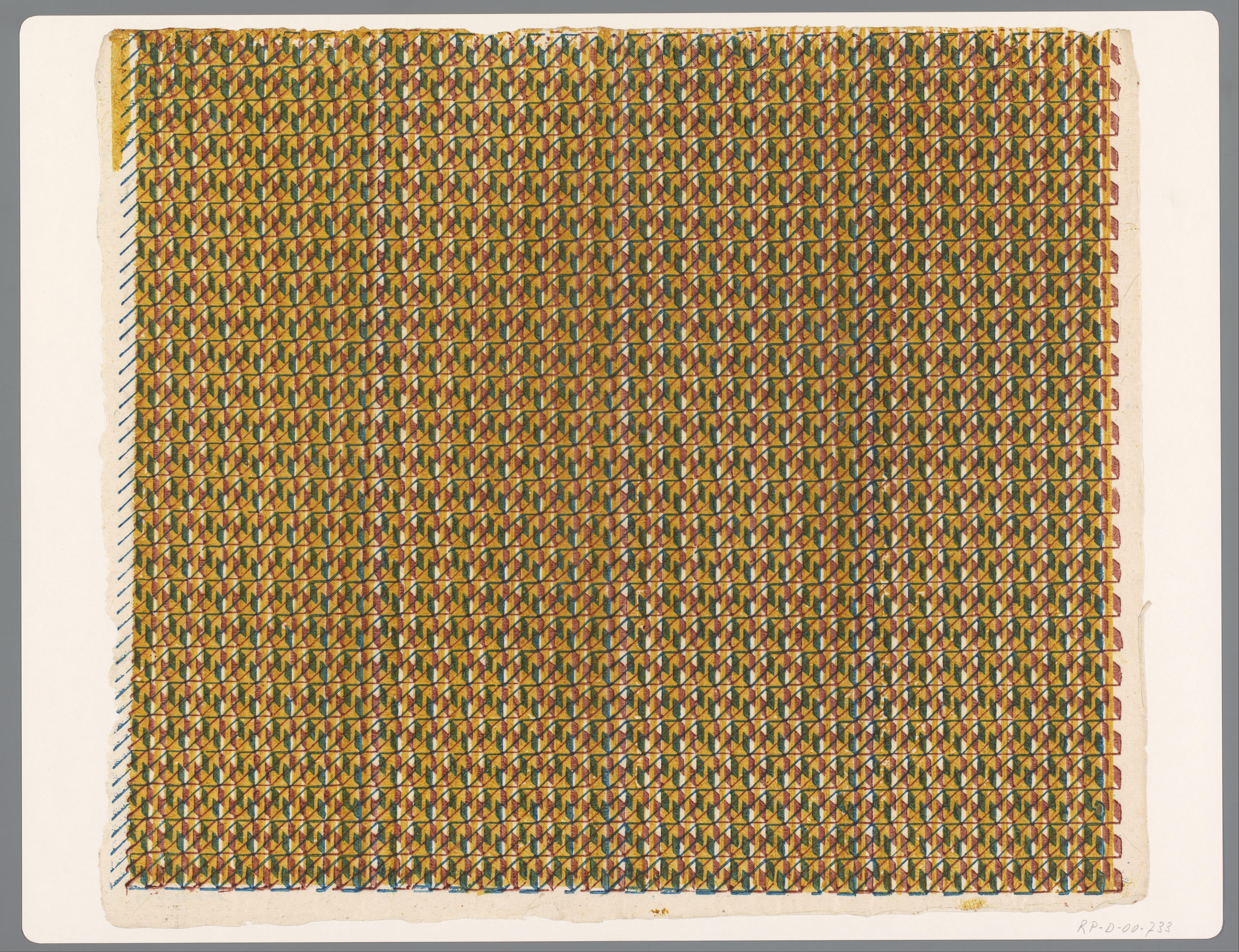 Blad met regelmatig patroon van parallellogrammen met diagonale lijnen
