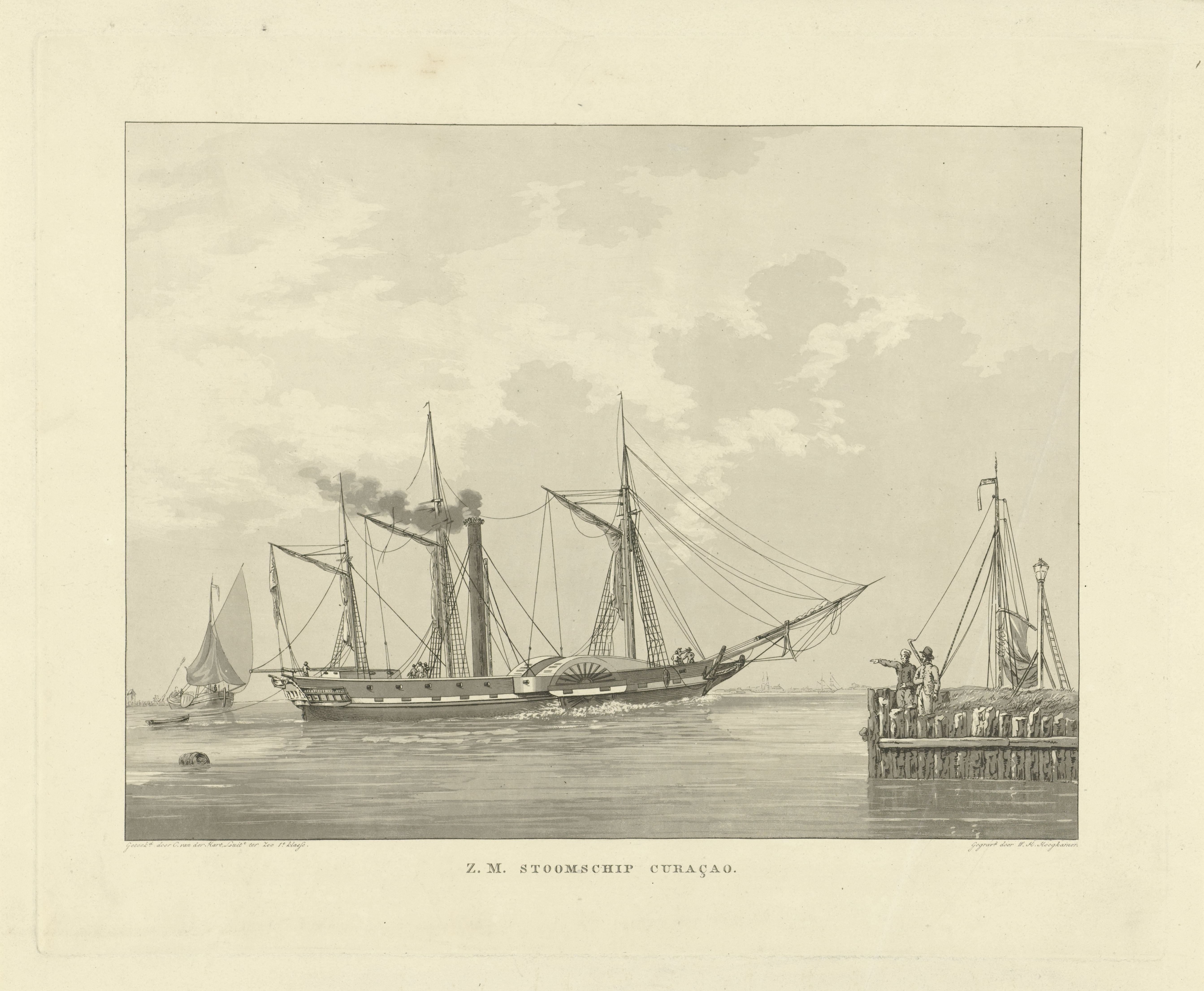 Raderstoomboot bij een kade