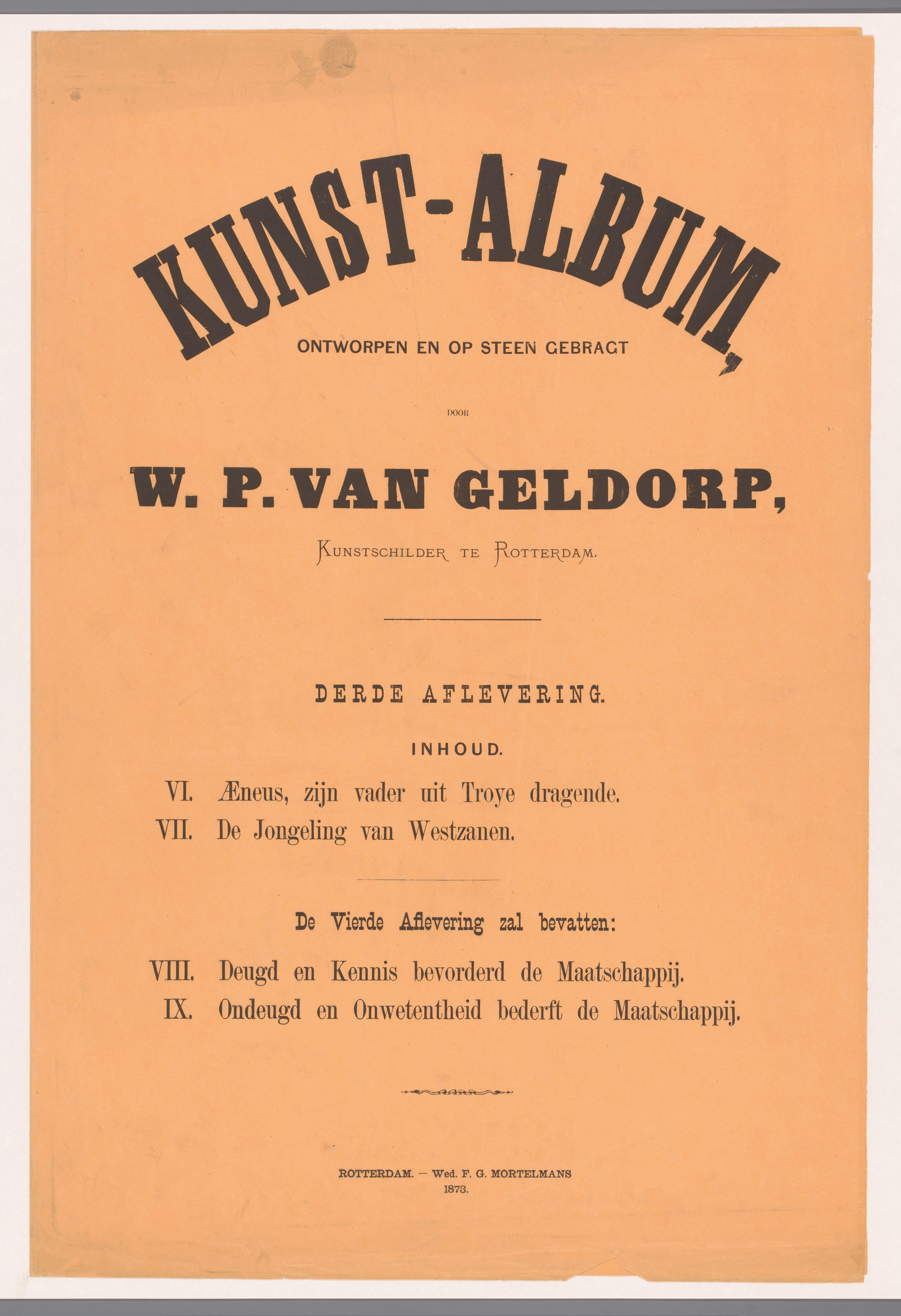 Omslag voor Kunst-Album door W. P. van Geldorp derde aflevering 1873