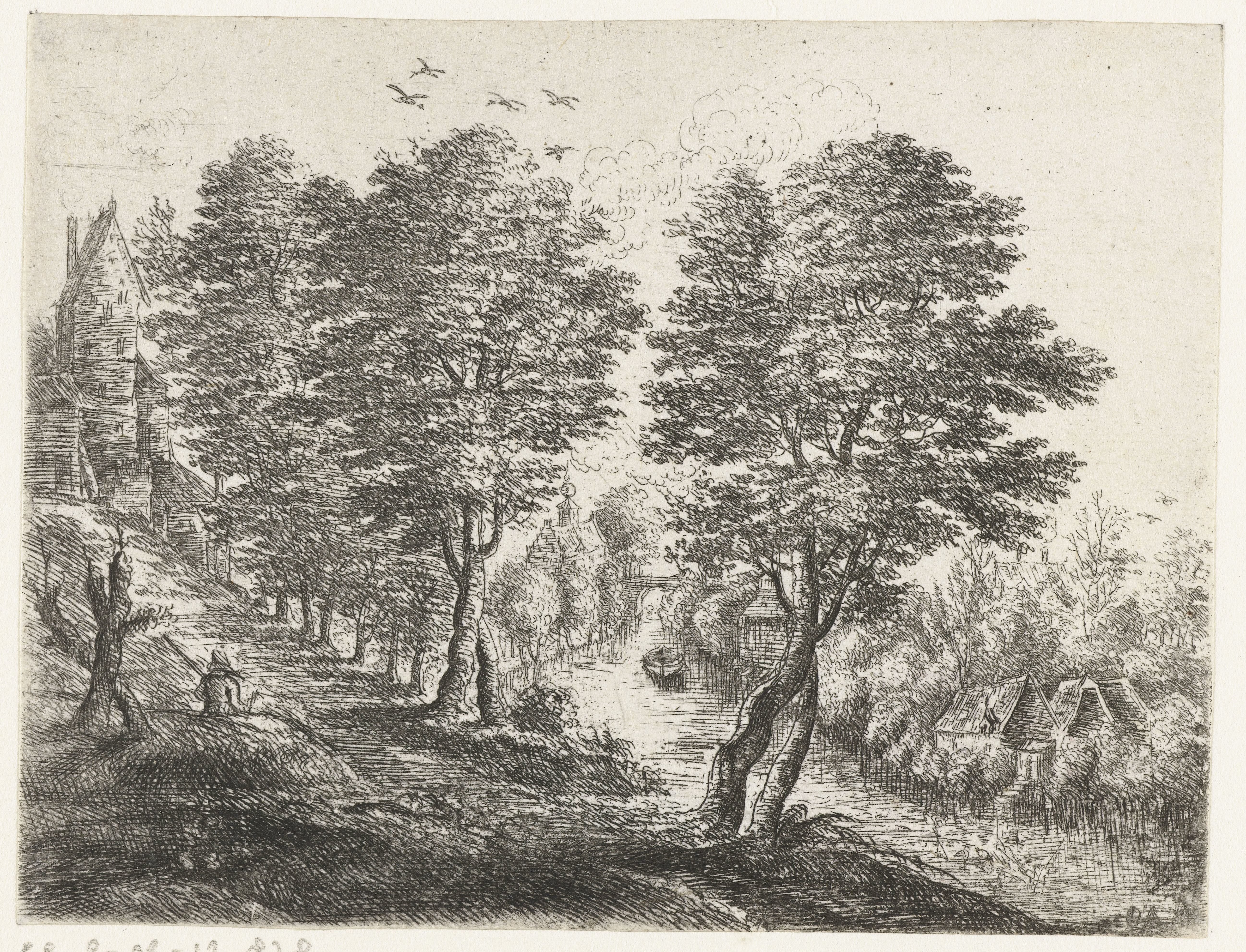Landschap met een zittende boer