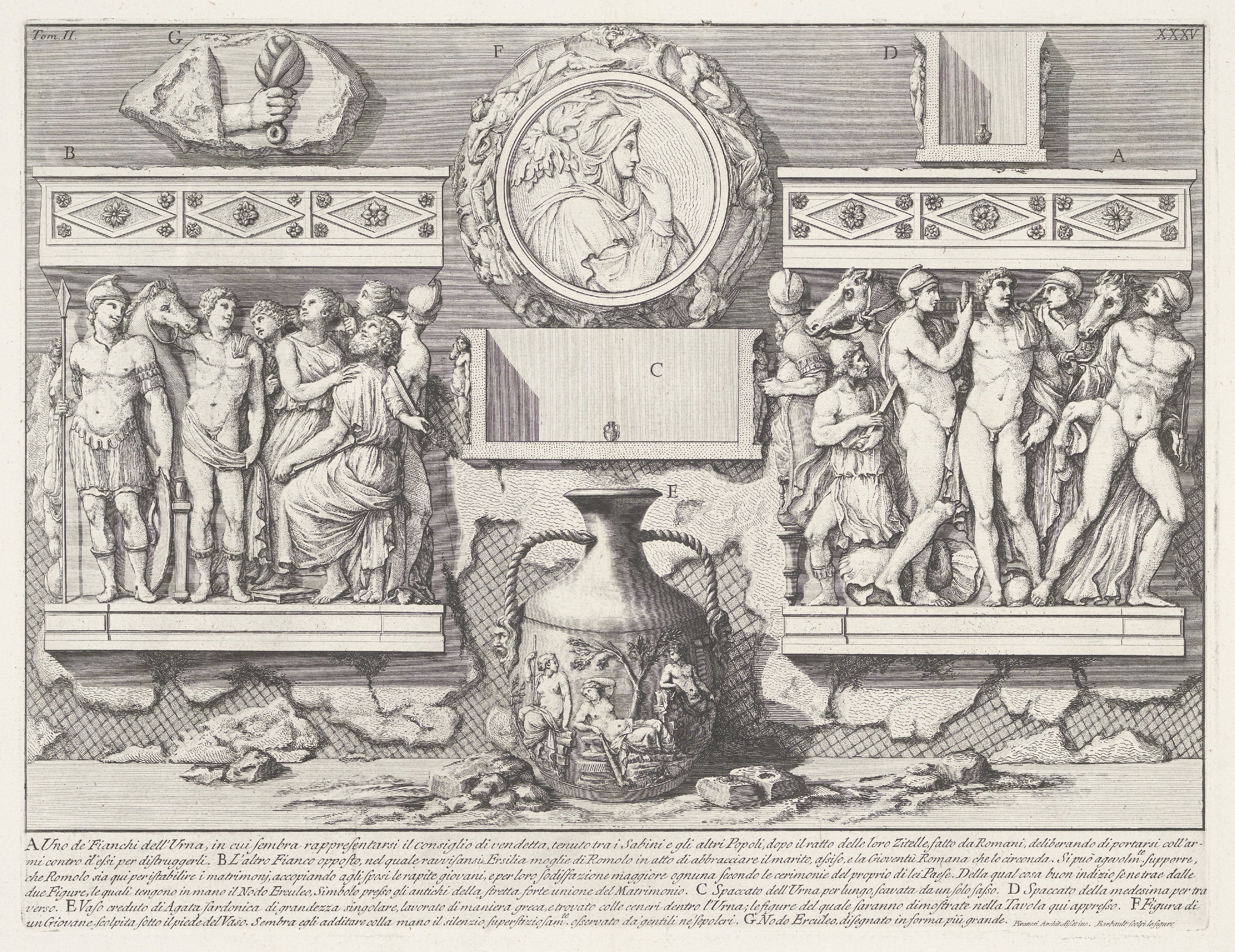 Sarcofaag van keizer Severus Alexander en zijn moeder Julia Avita Mamaea en vaas