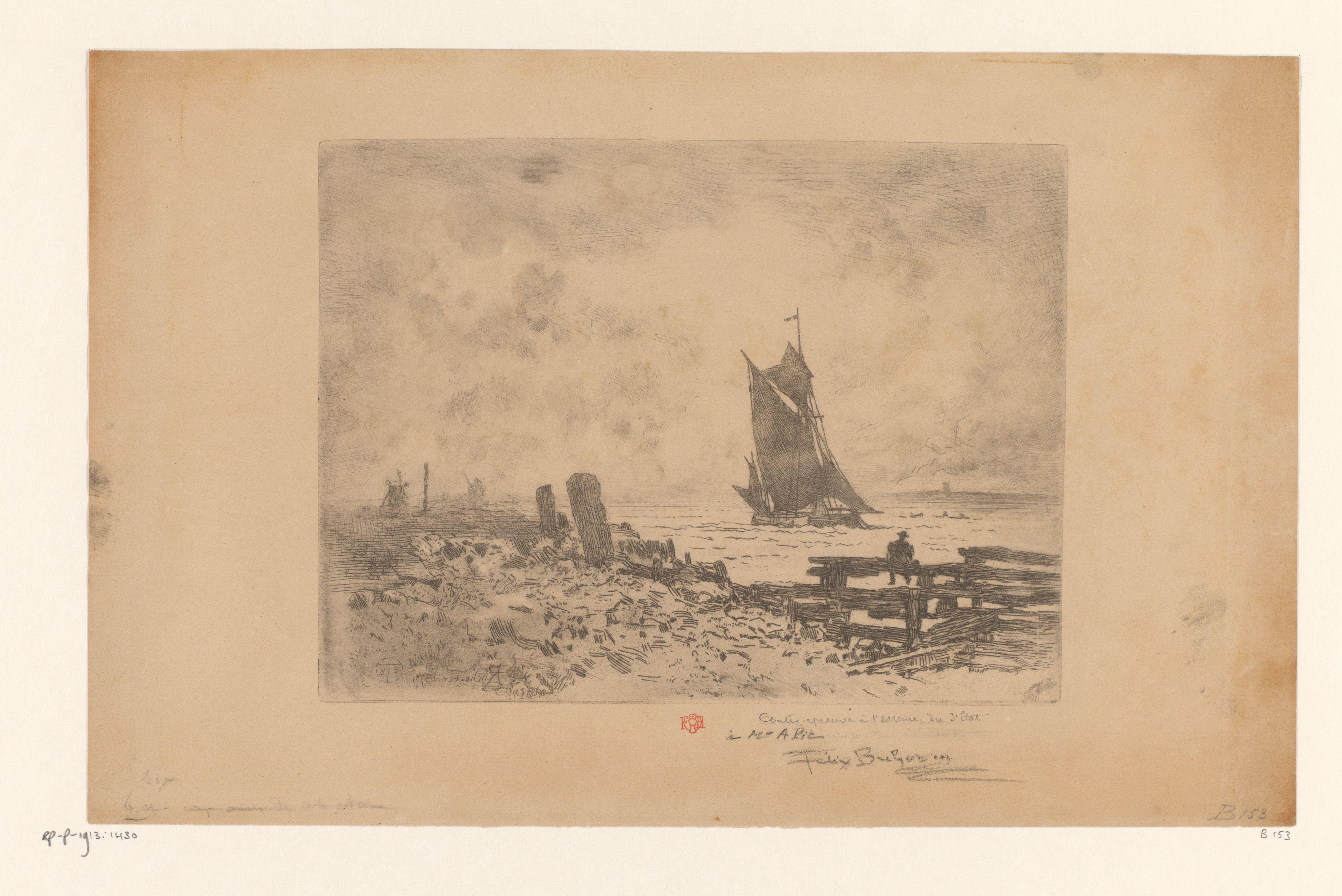 Zeegezicht met schip