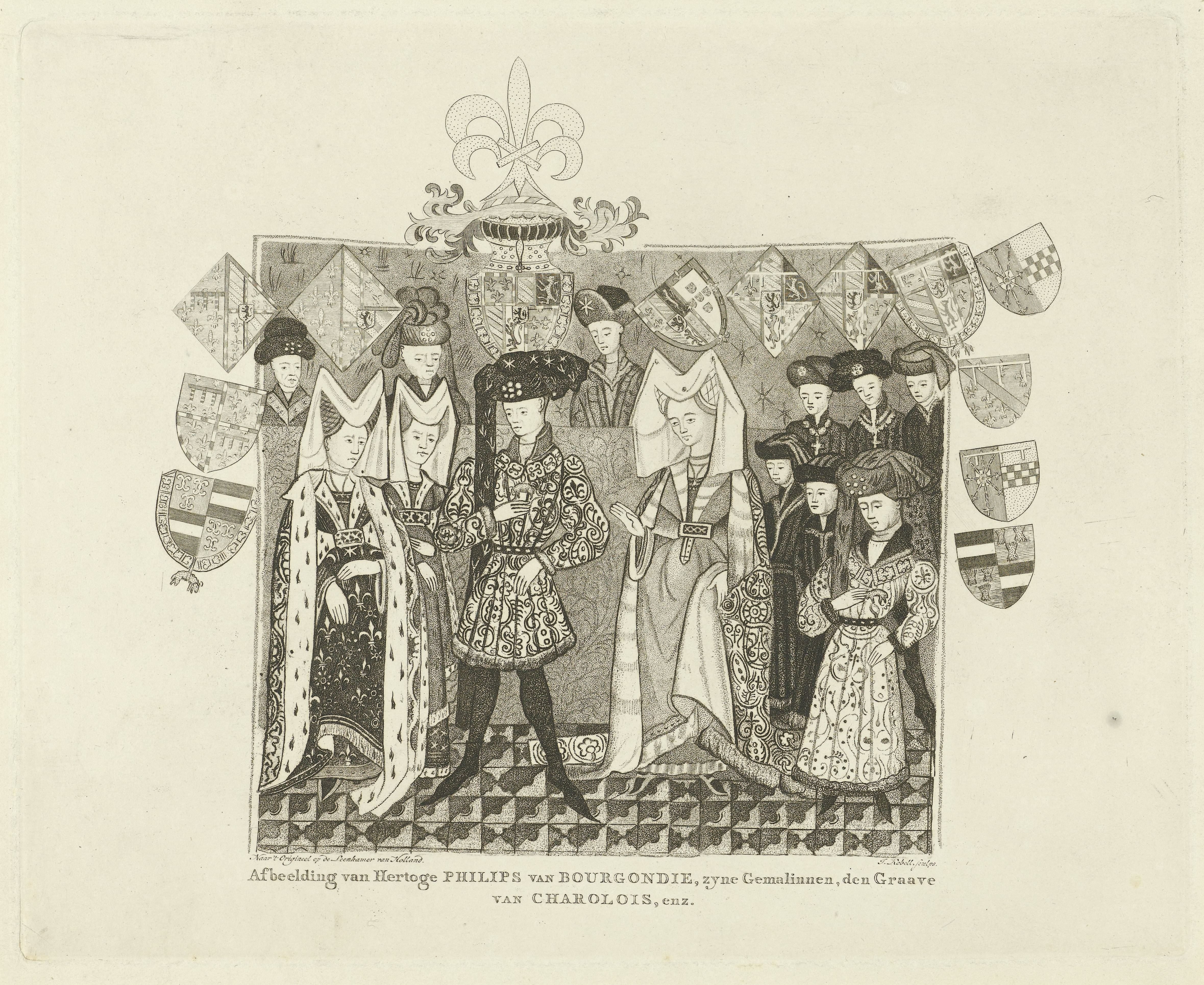 Filips de Goede, hertog van Bourgondië, met gezelschap