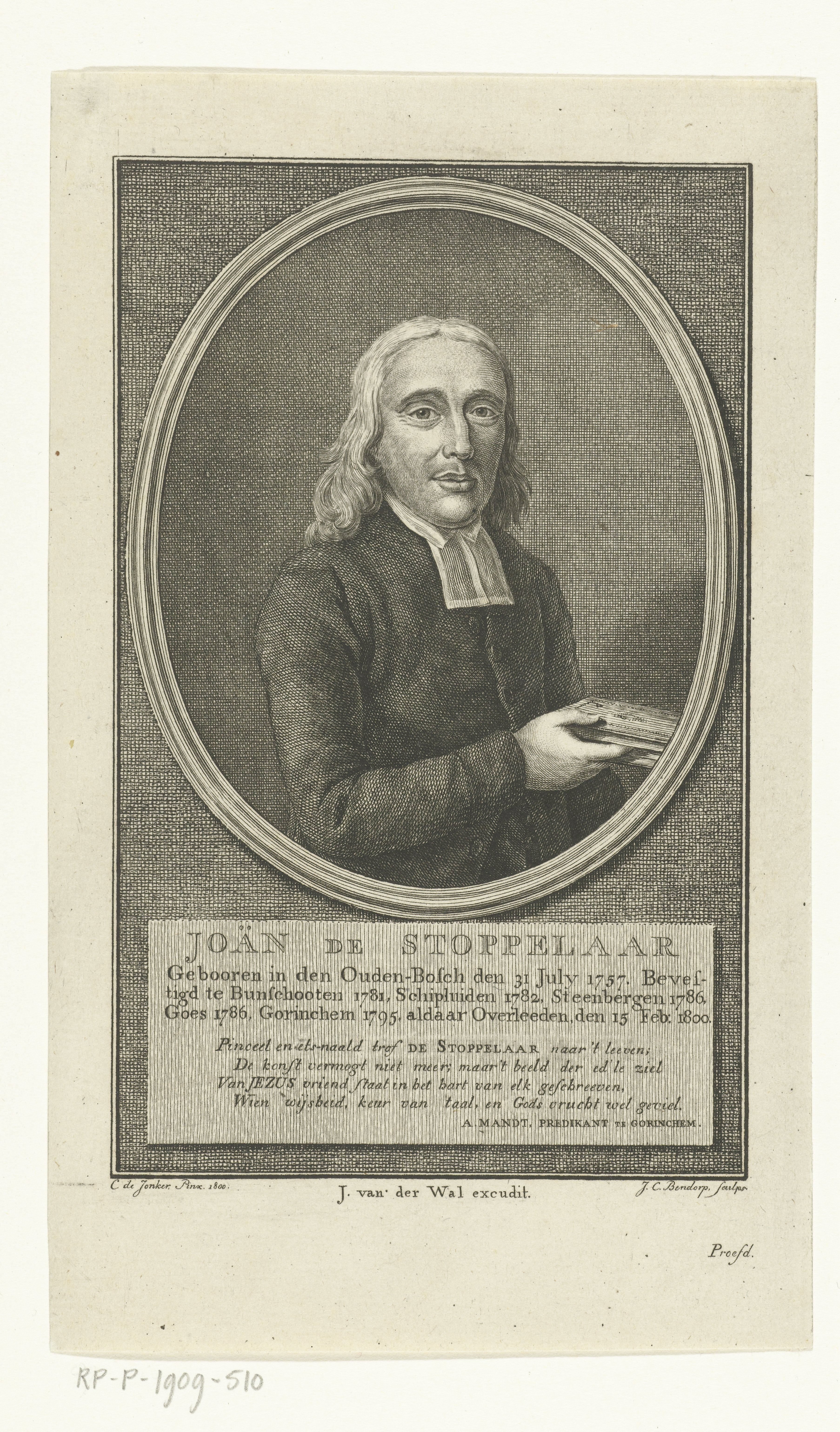 Portret van predikant Joan de Stoppelaar