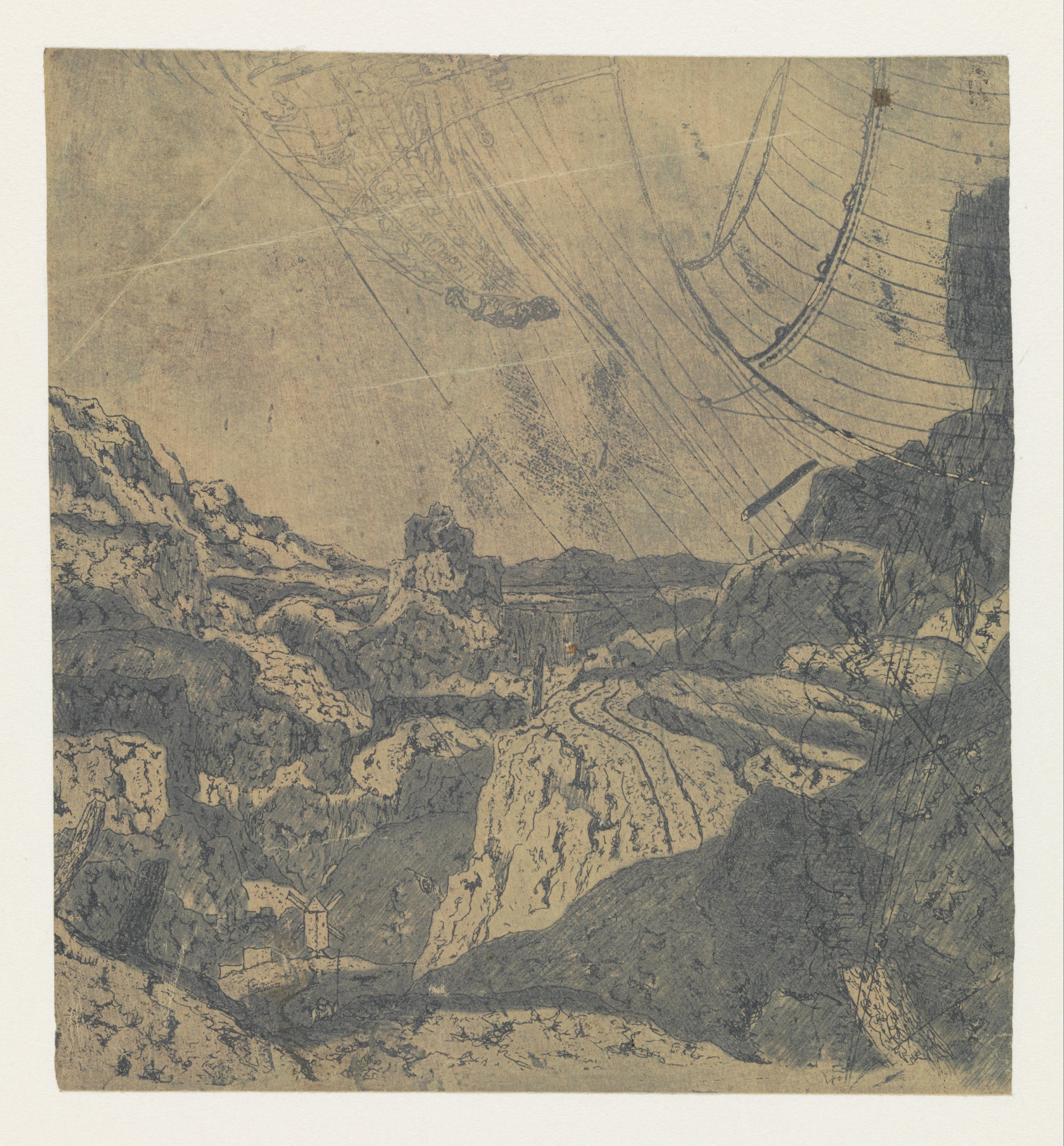 Rocky Landscape with a Gorge, First Version