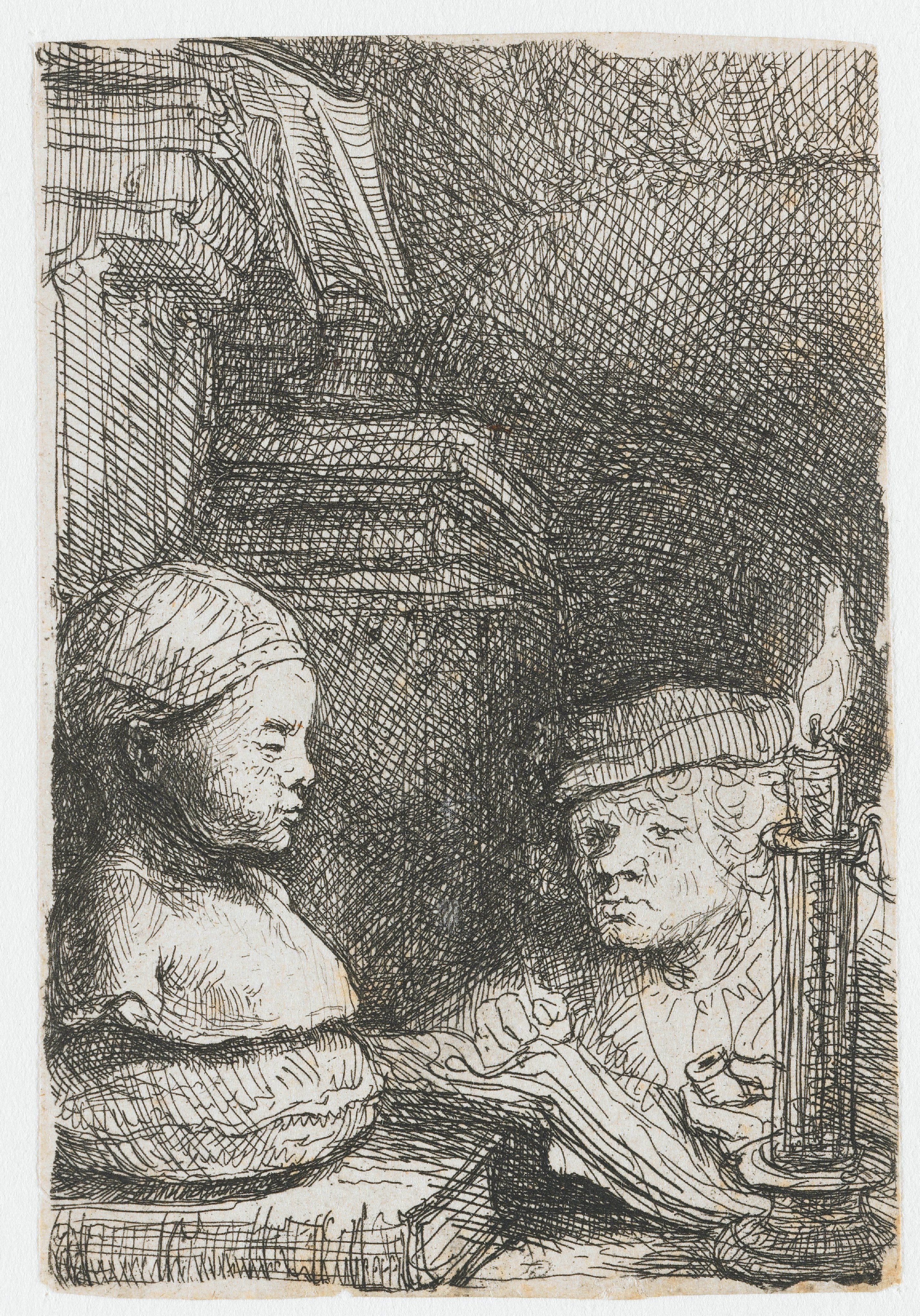 Man drawing from a cast
