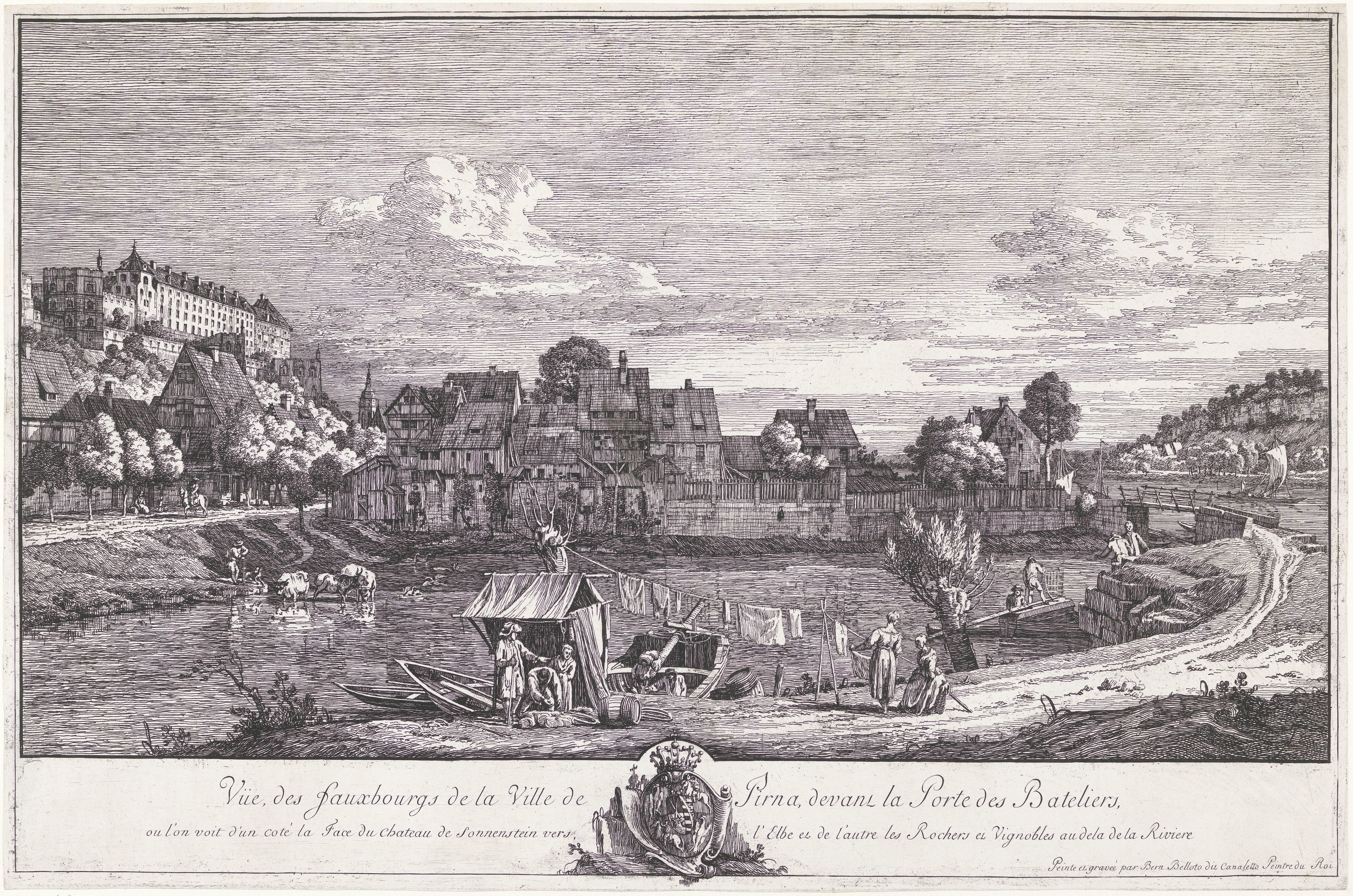 Gezicht op de buitenwijk van Pirna