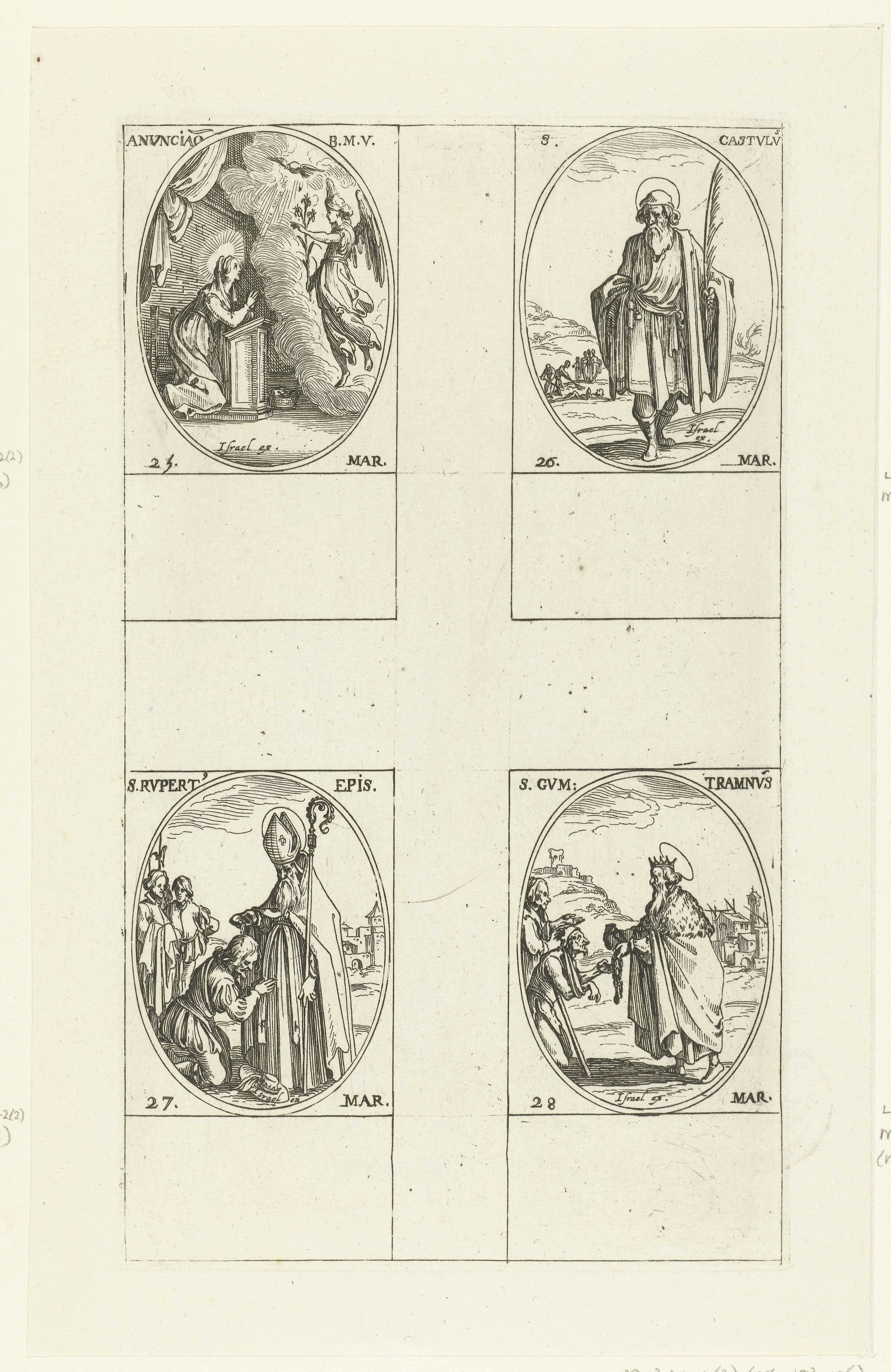 Annunciatie (Maria-Boodschap), Heilige Castulus van Rome, Heilige Rupertus van Salzburg, Heilige Guntramus van Bourgondië (25-28 maart)