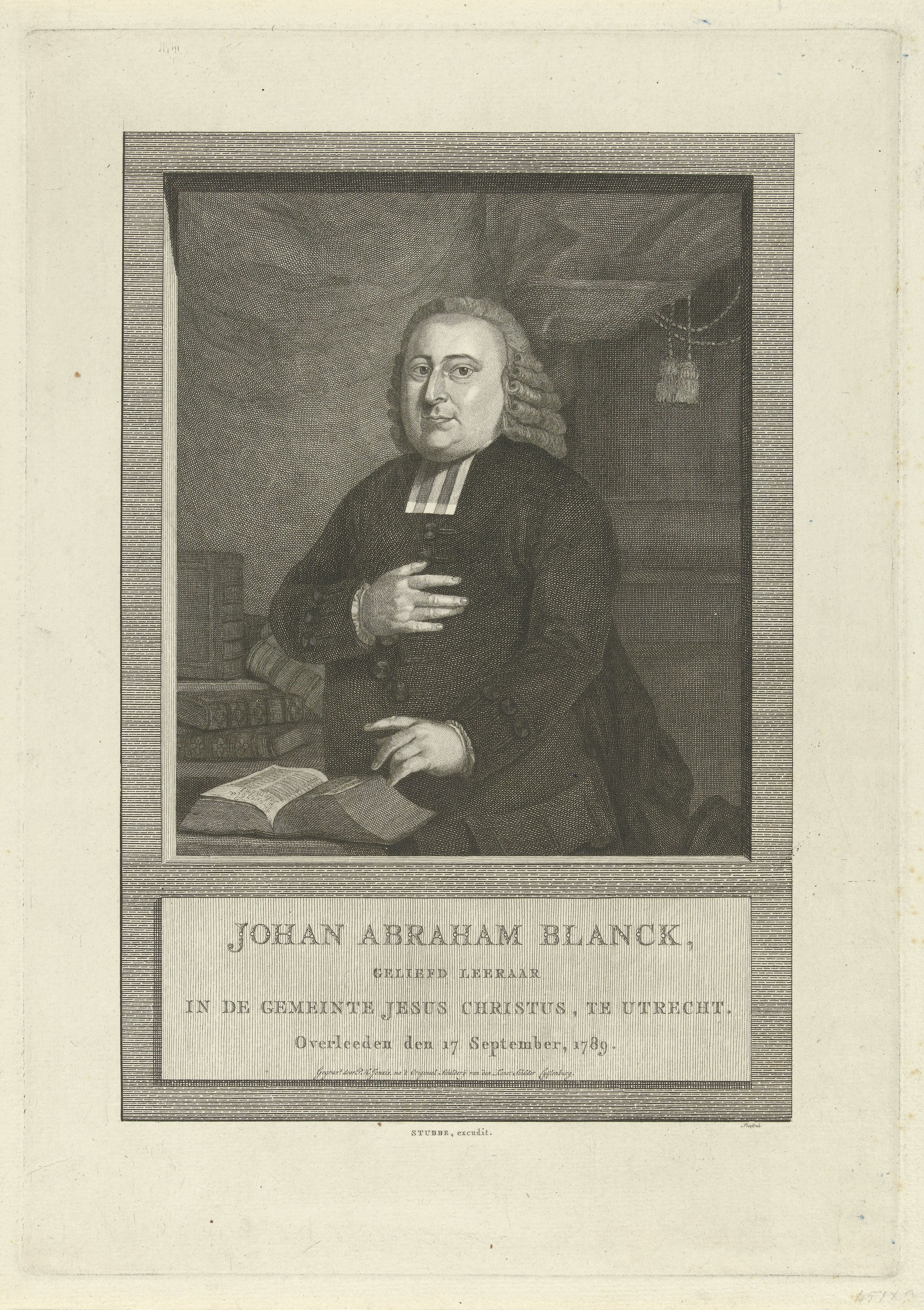 Portret van Johan Abraham Blanck