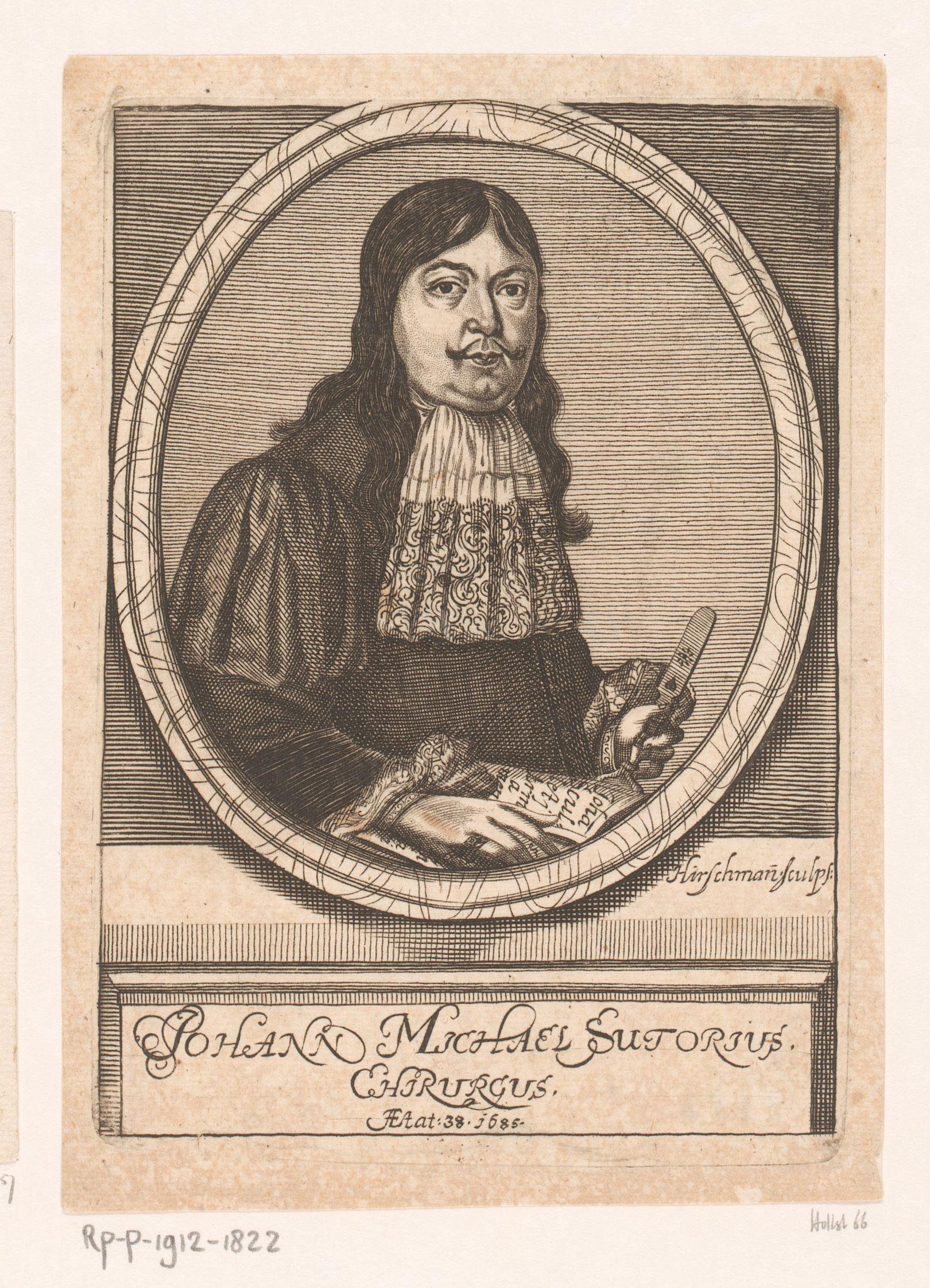 Portret van Johann Michael Sutorius op 38-jarige leeftijd