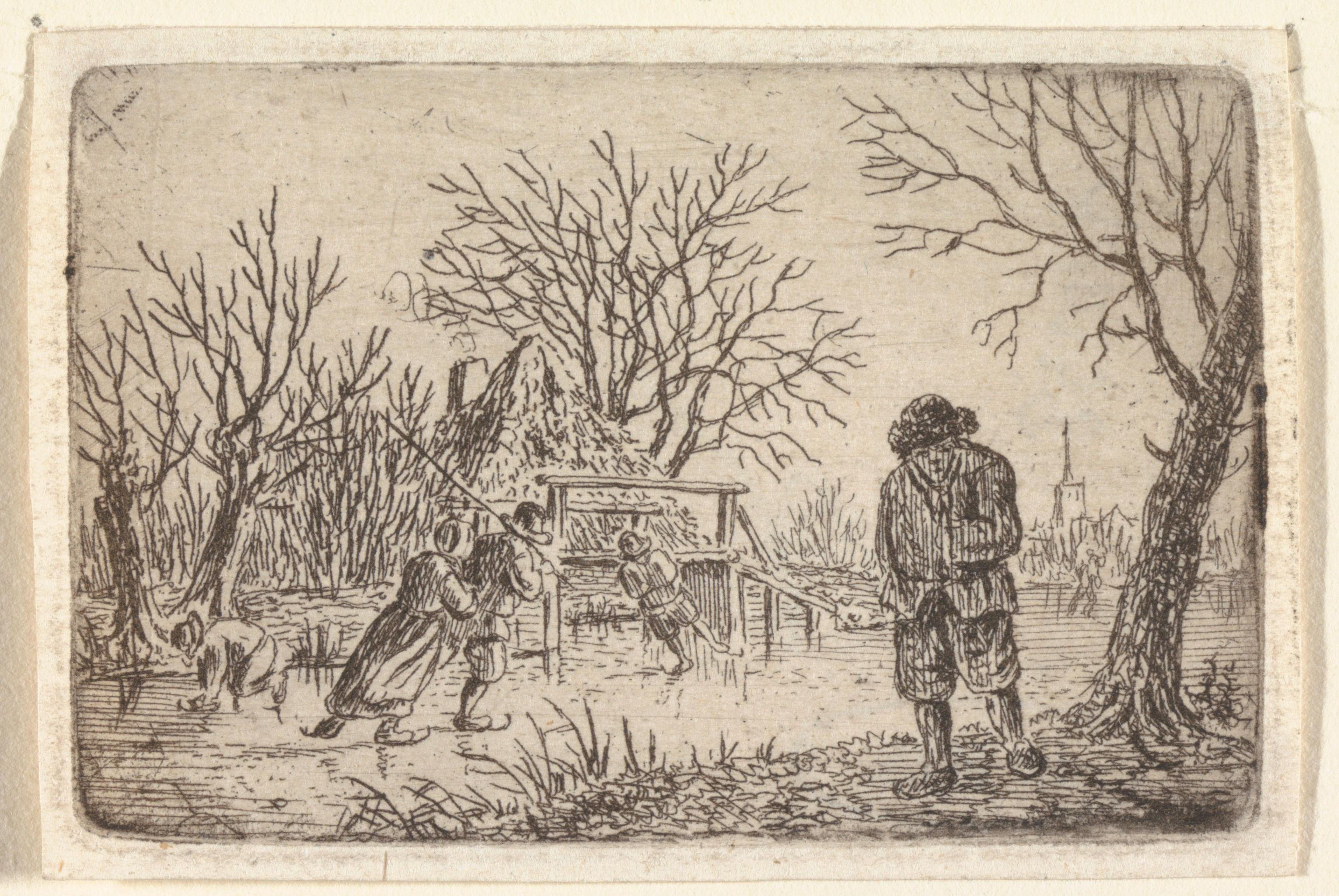 Winterlandschap met figuren