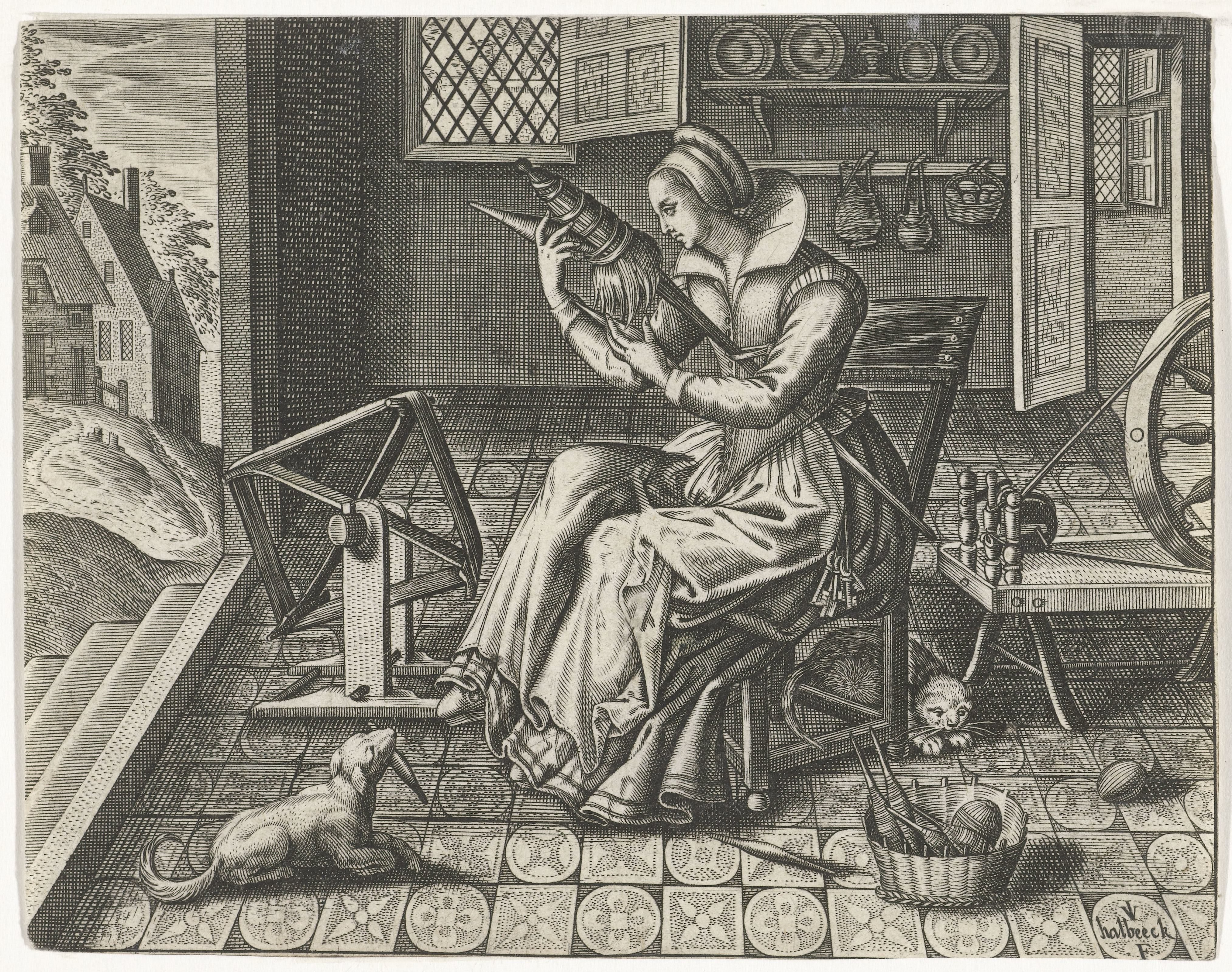 Spinster in een interieur