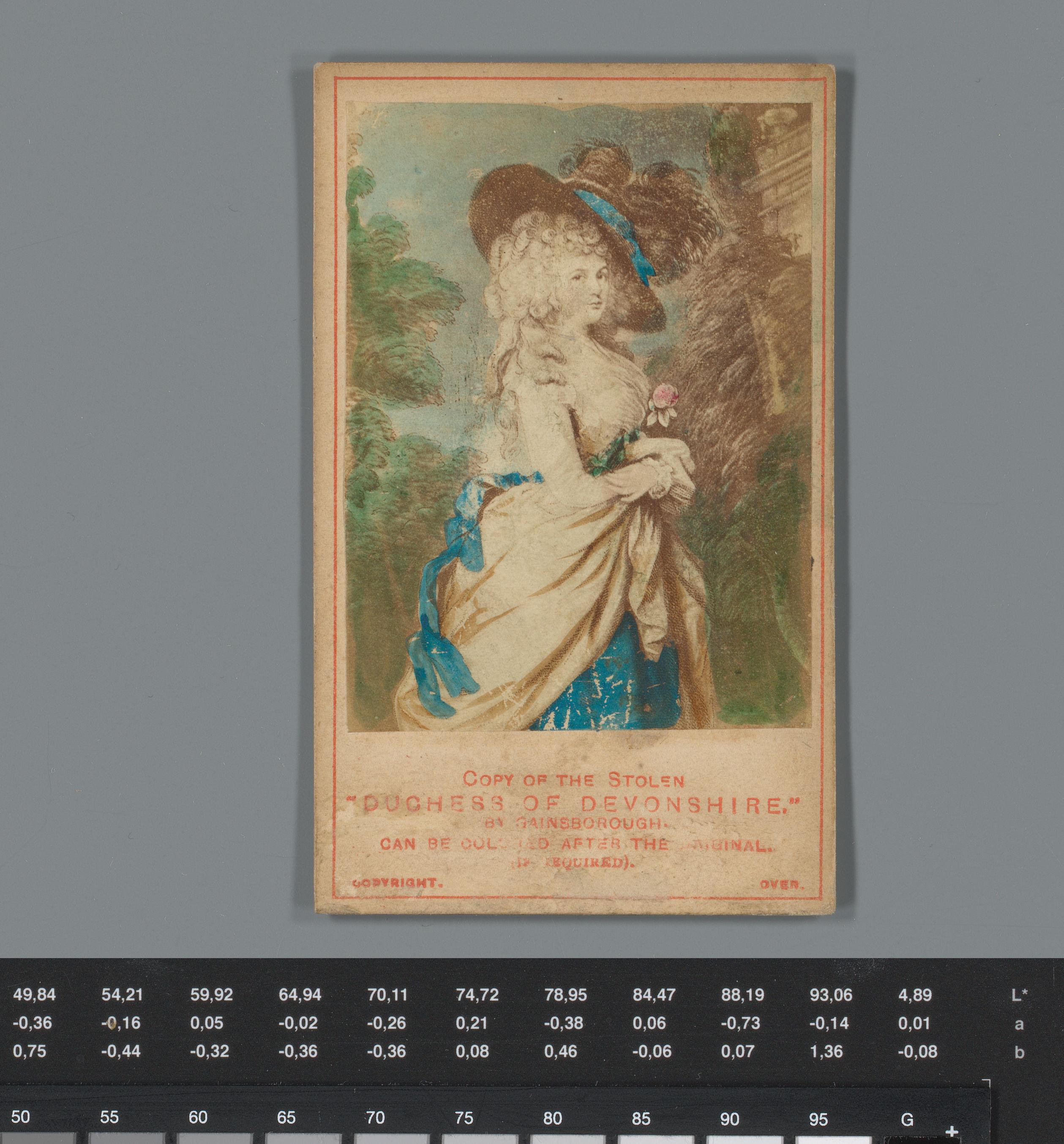 Reproductie van een vermist schilderij van Thomas Gainsborough met een oproep en beloning voor de vinder