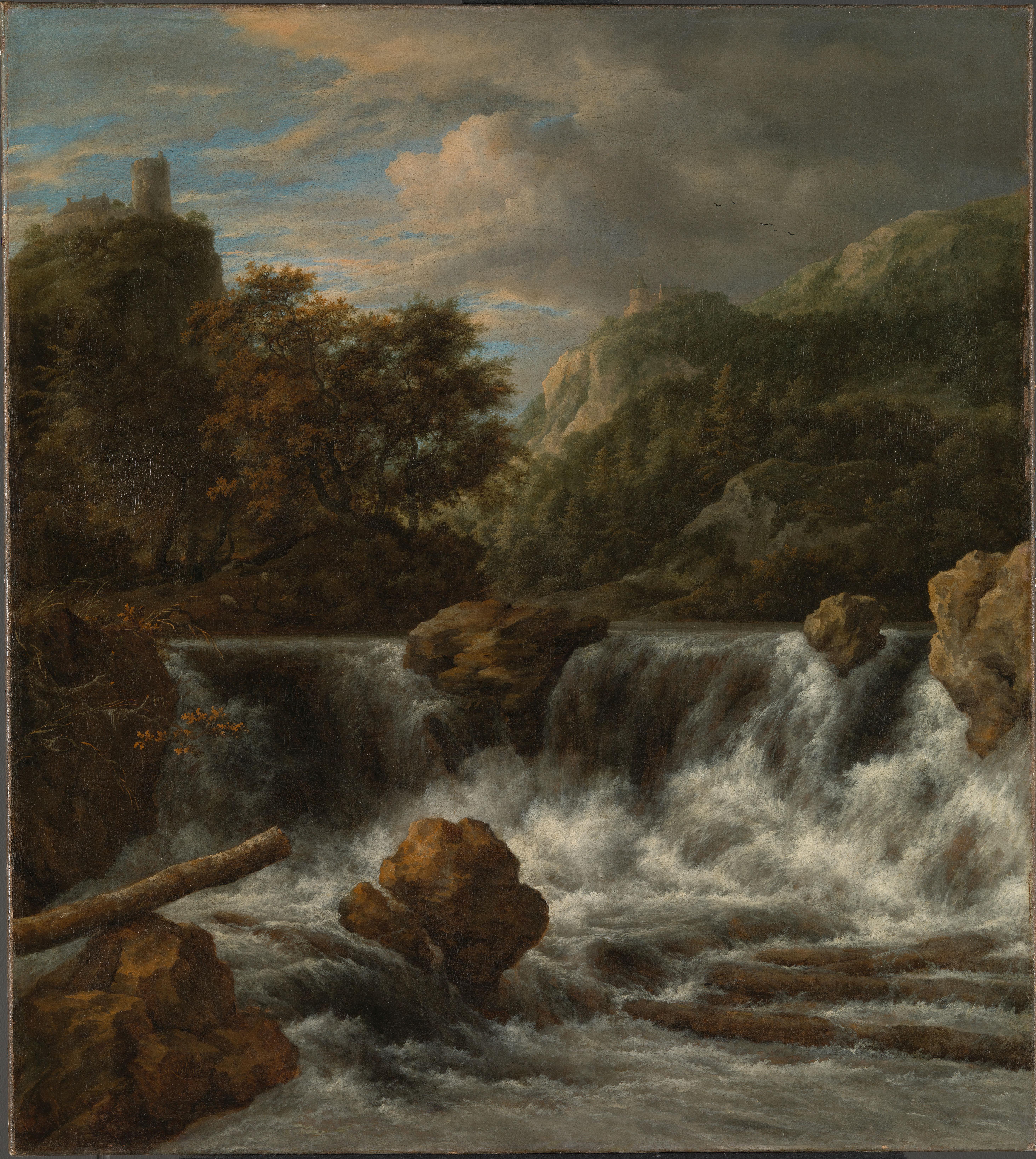Mountainous Landscape with Waterfall
