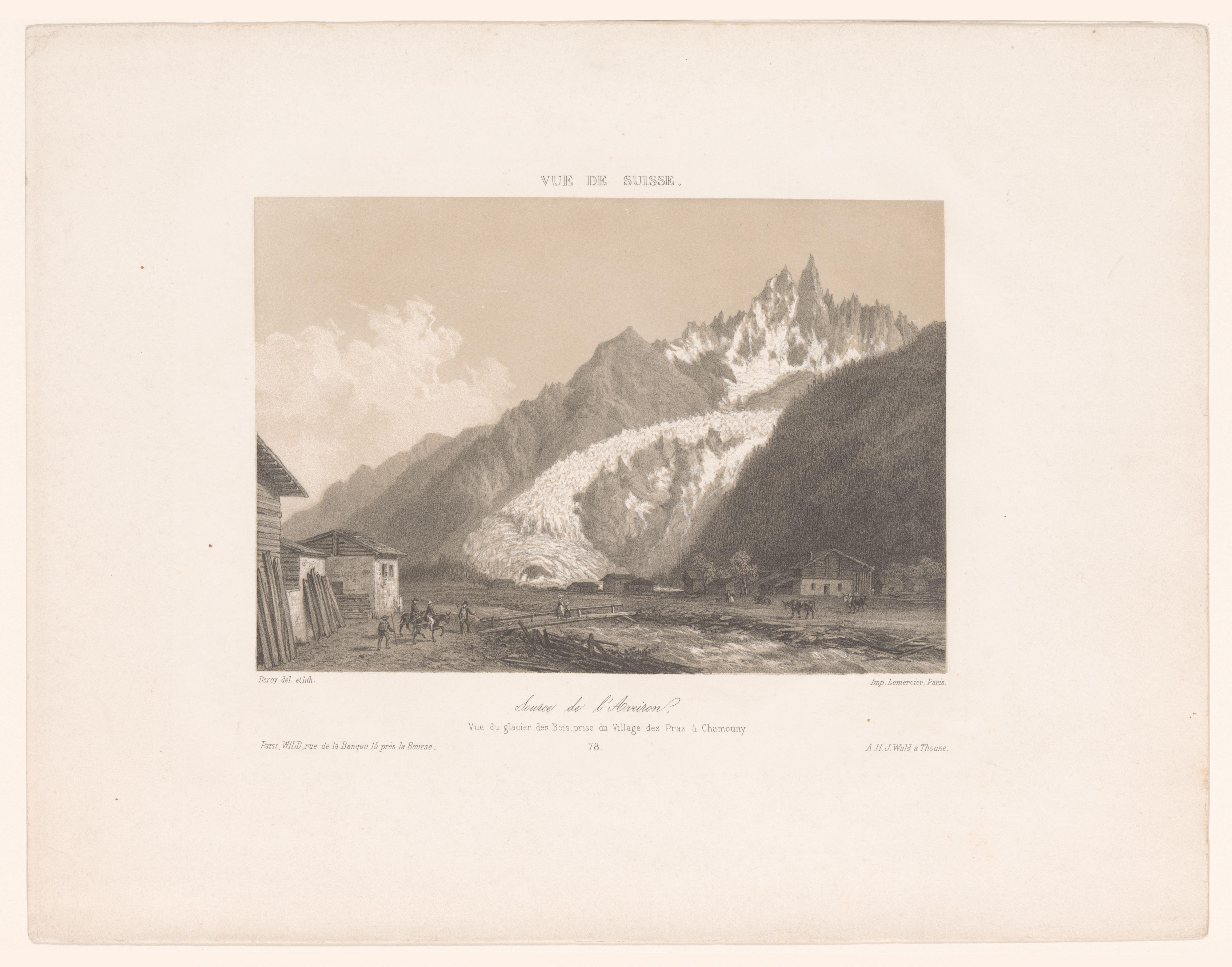 Zicht op de gletsjer Mer-de-Glace bij Chamonix