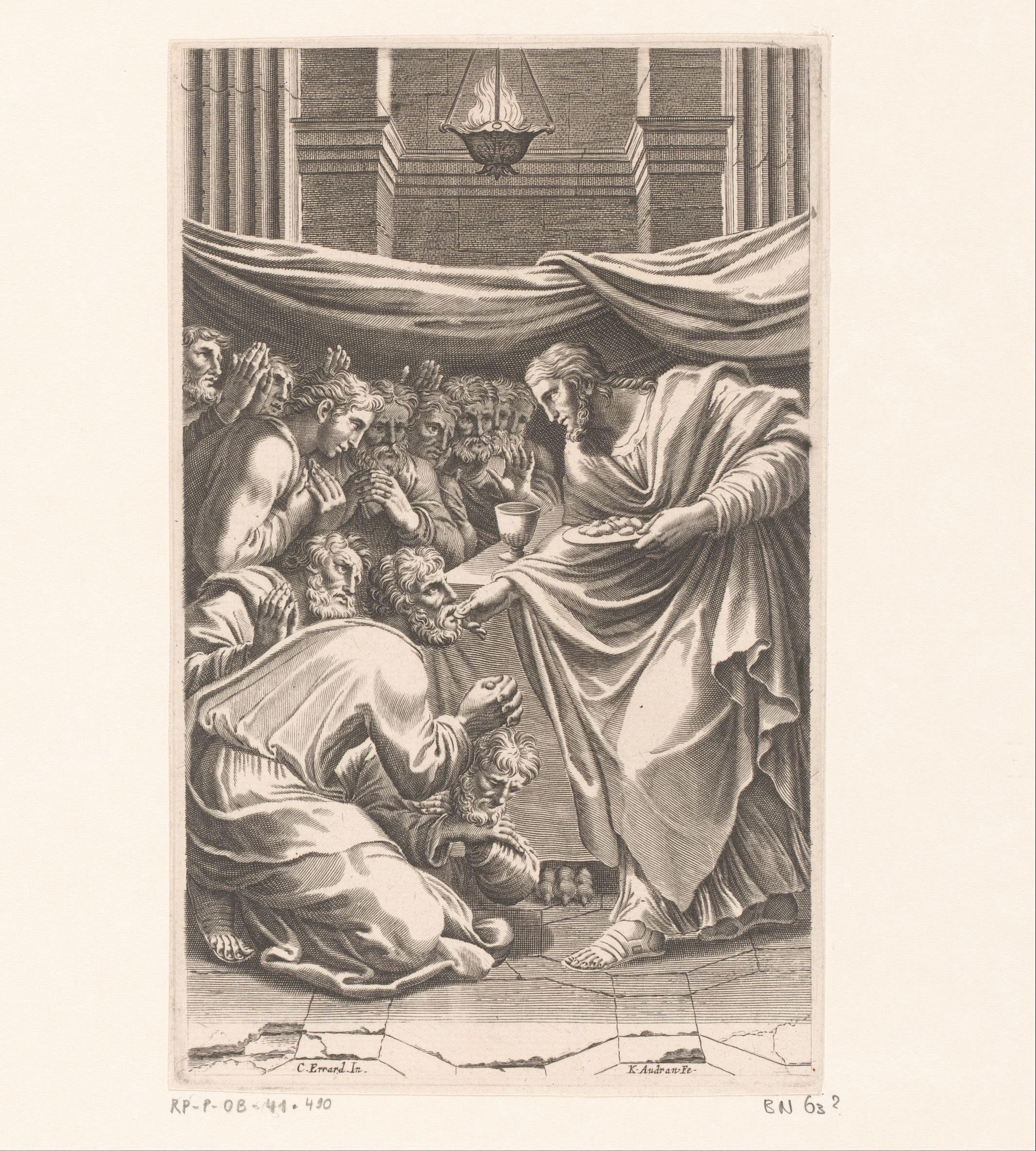 Christus reikt de communie uit aan de apostelen