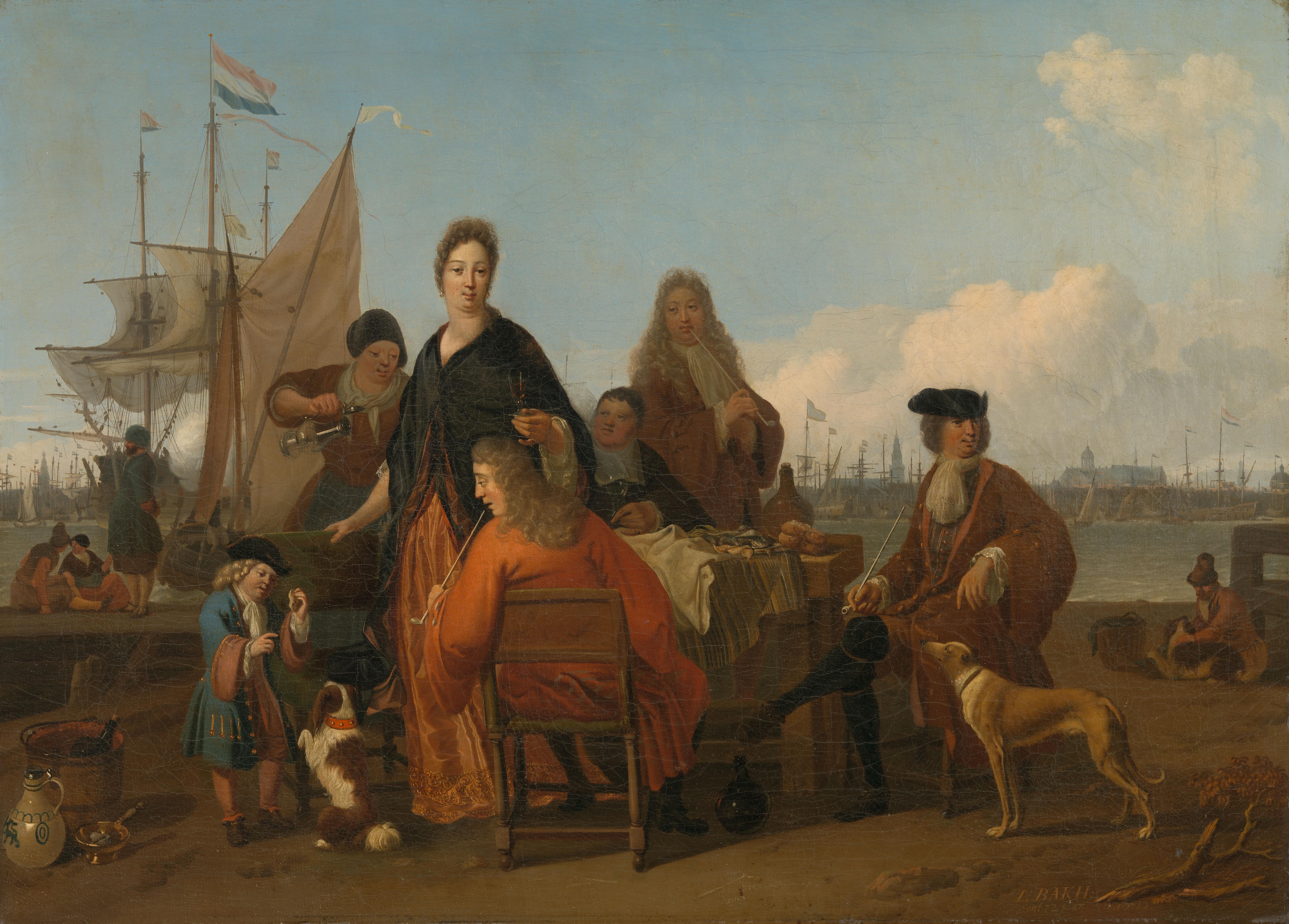 The Bakhuysen and de Hooghe Families dining at the Mosselsteiger (Mussel Pier) on the Y, Amsterdam