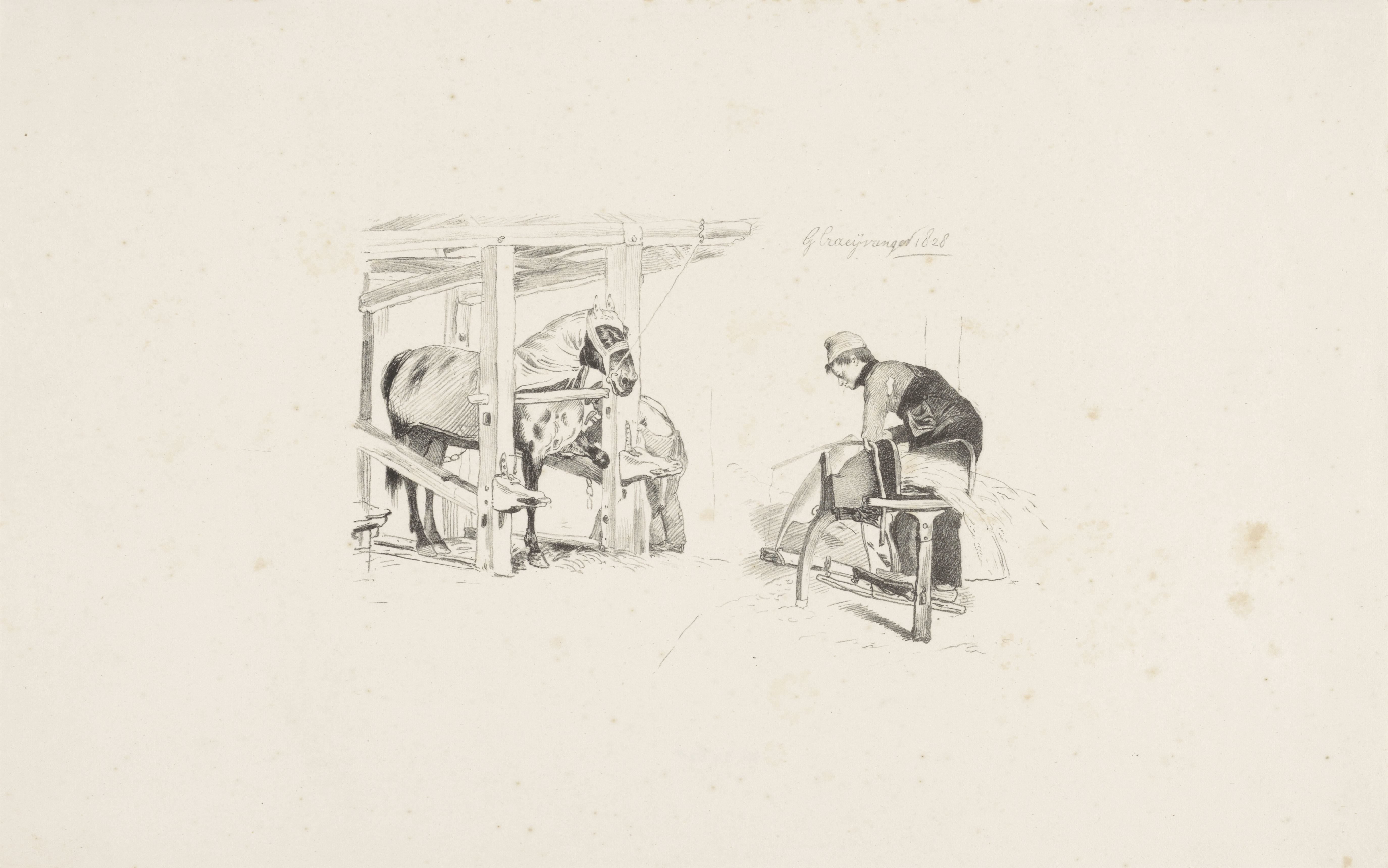 Hoefsmid en vlasbraker