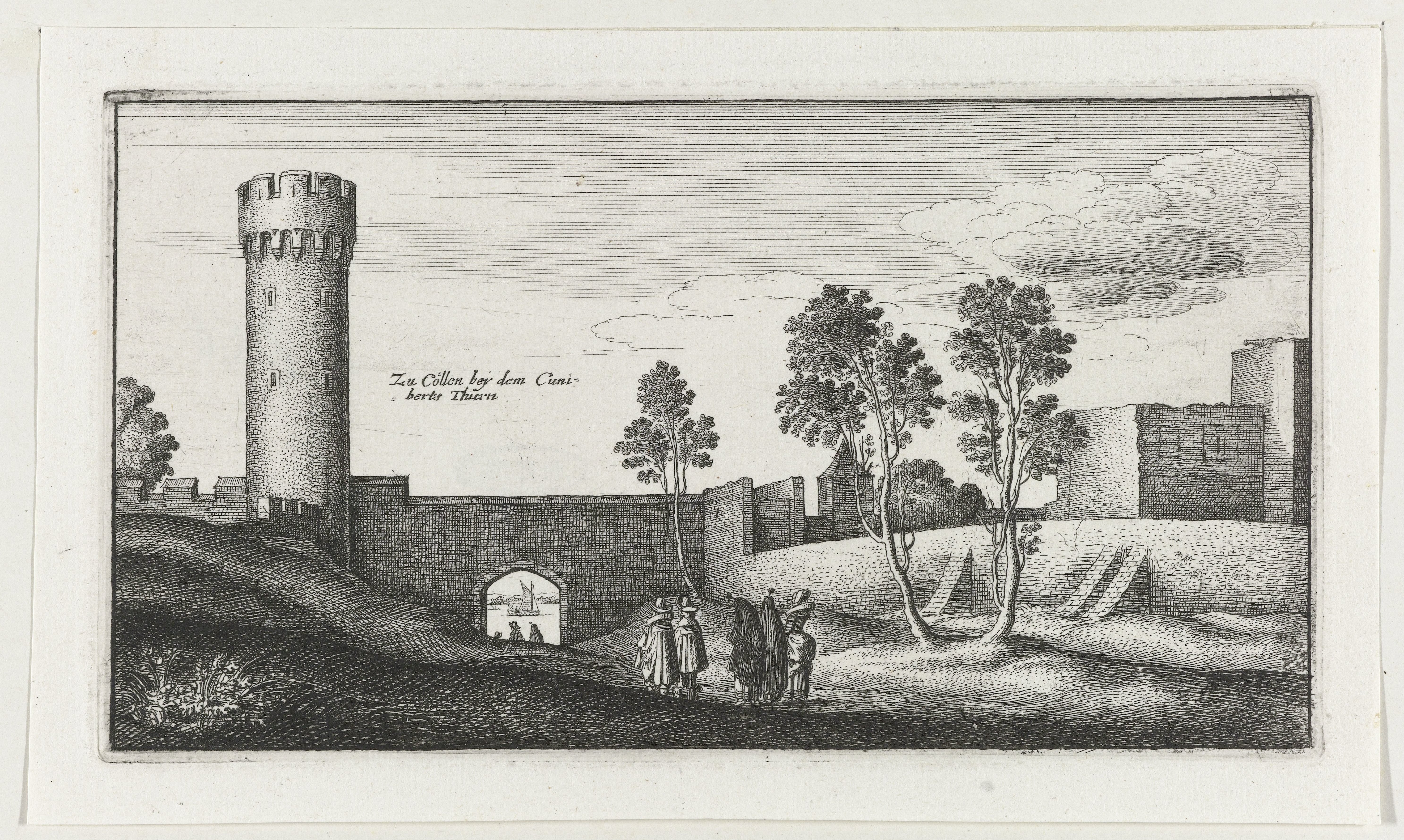 Landschap met gezicht op de stadsmuren bij Keulen