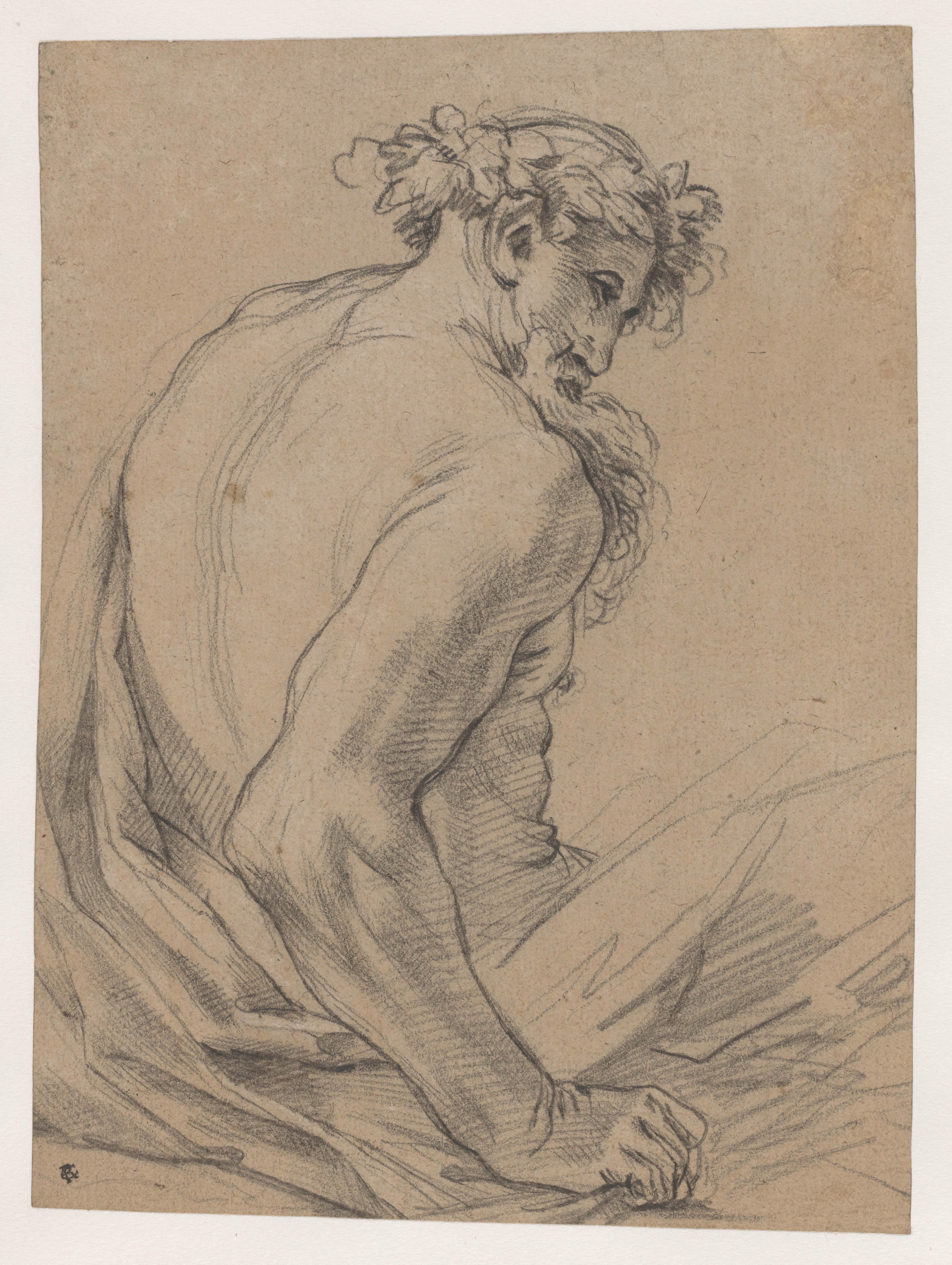 Faun of sater, zittend naar rechts