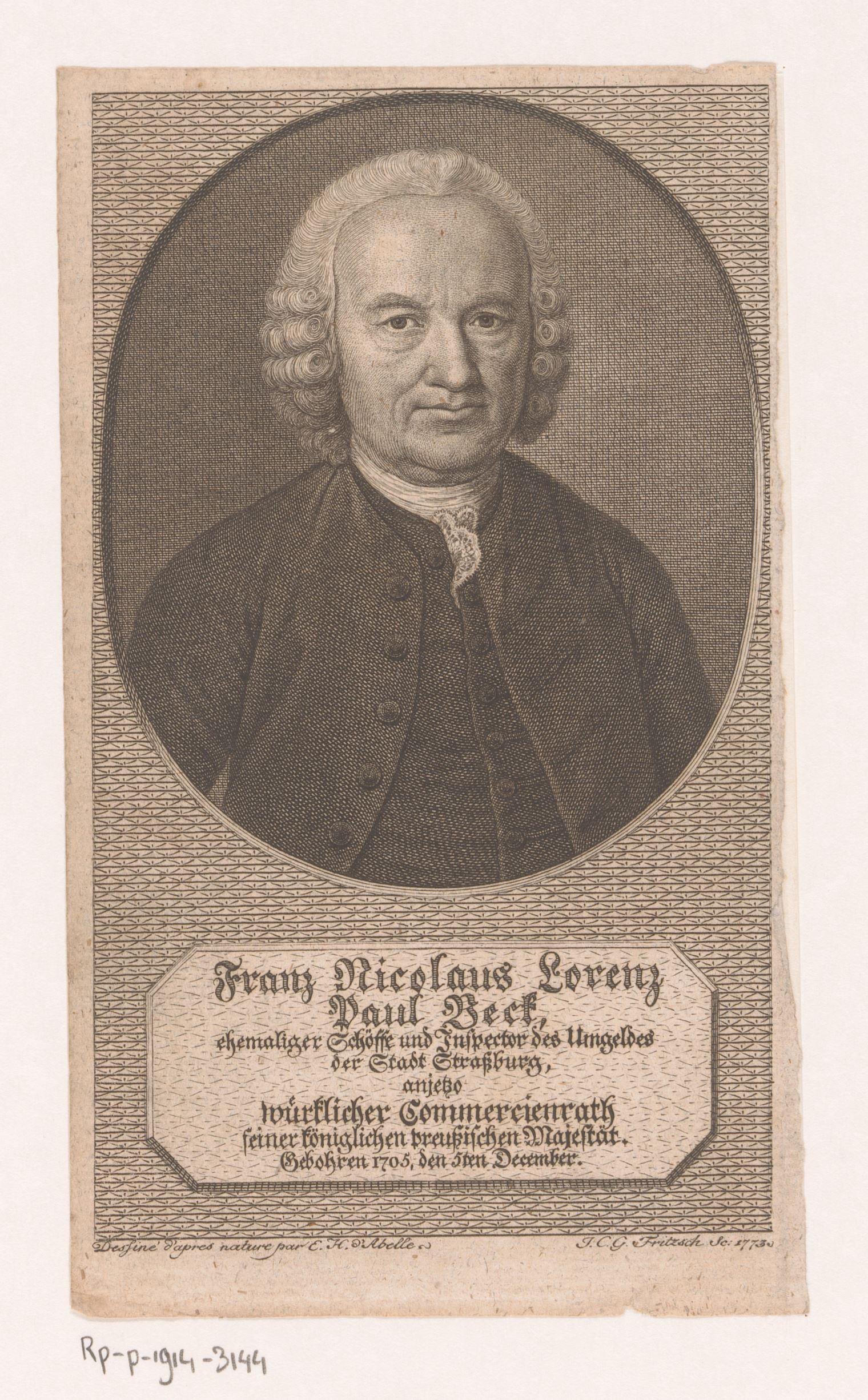 Portret van Franz Nikolaus Lorenz Paul Beck