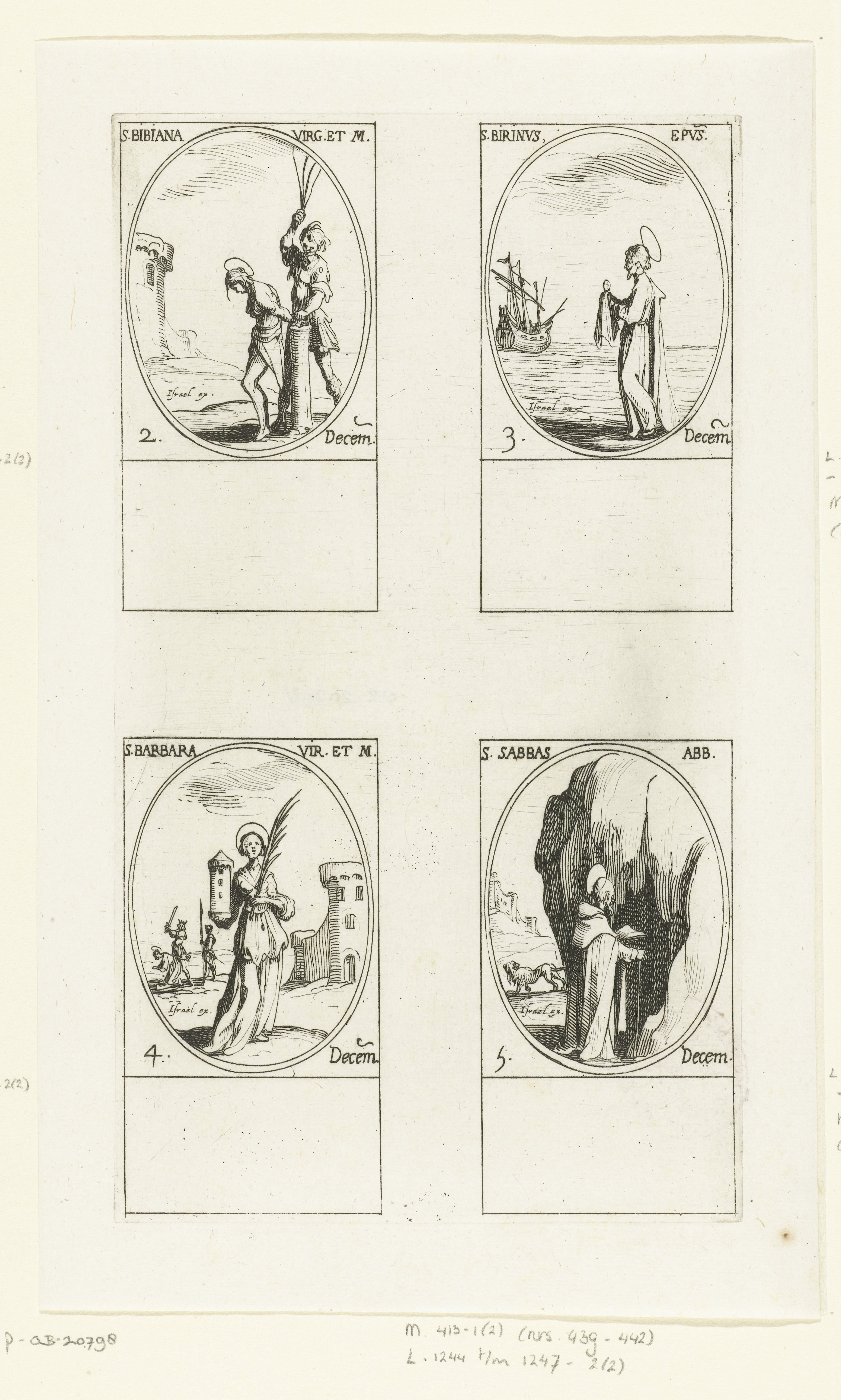 Heilige Bibiana van Rome, Heilige Birinus van Dorchester, Heilige Barbara van Nicomedië, Heilige Sabas van Mar-Saba (2-5 december)