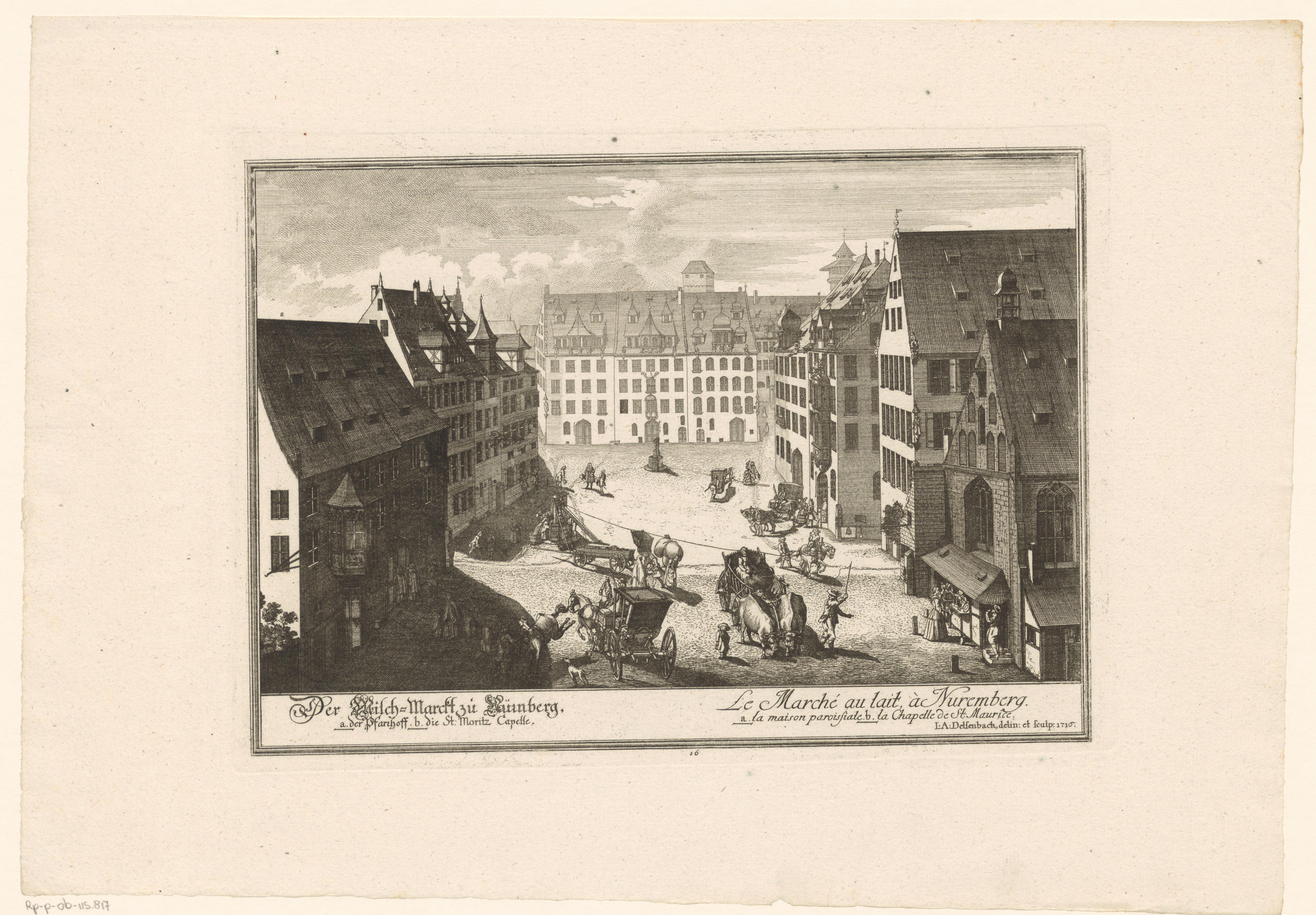 Gezicht op de Melkmarkt in Neurenberg