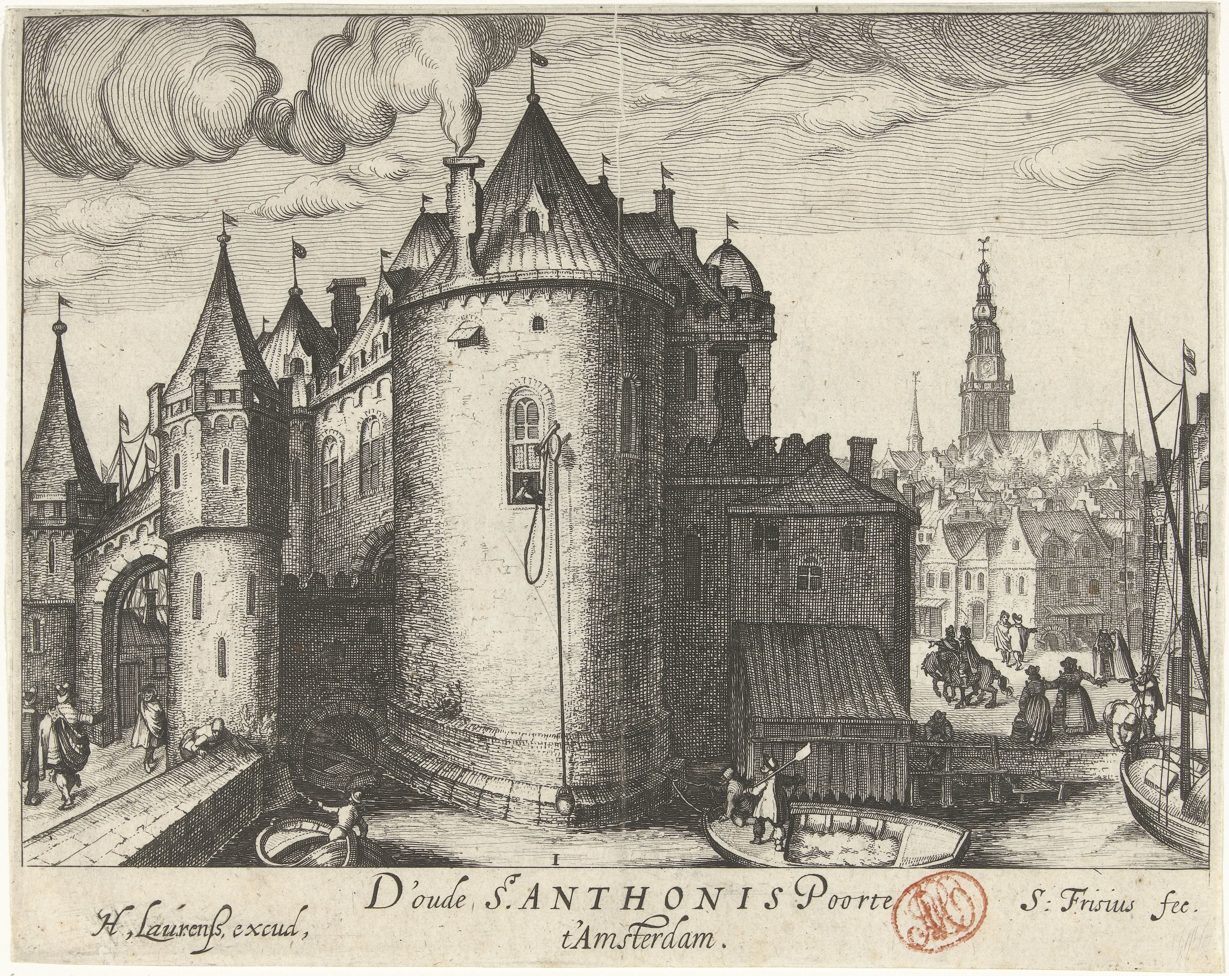 Gezicht op de Eerste Sint-Antoniespoort te Amsterdam