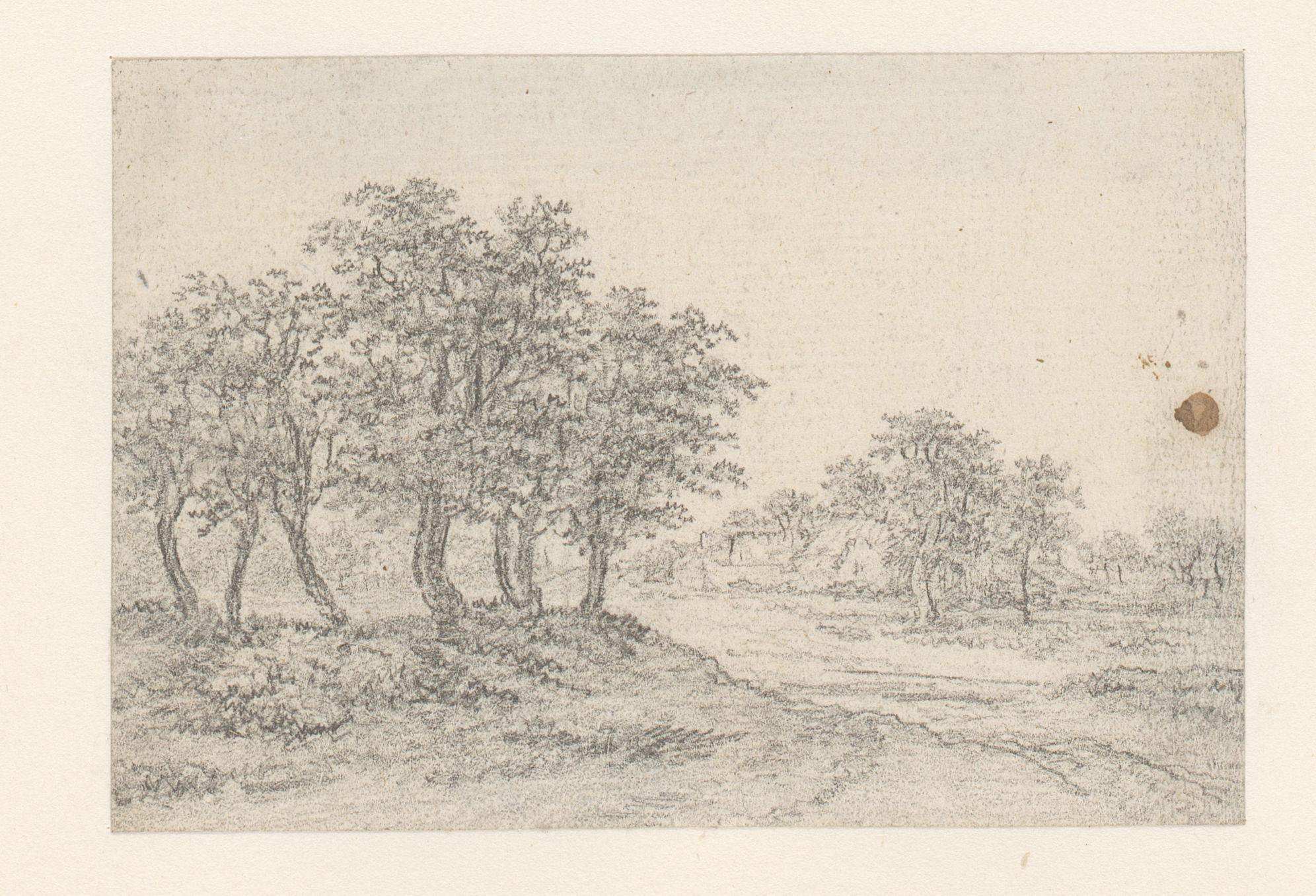 Landweg met boerderij in het verschiet