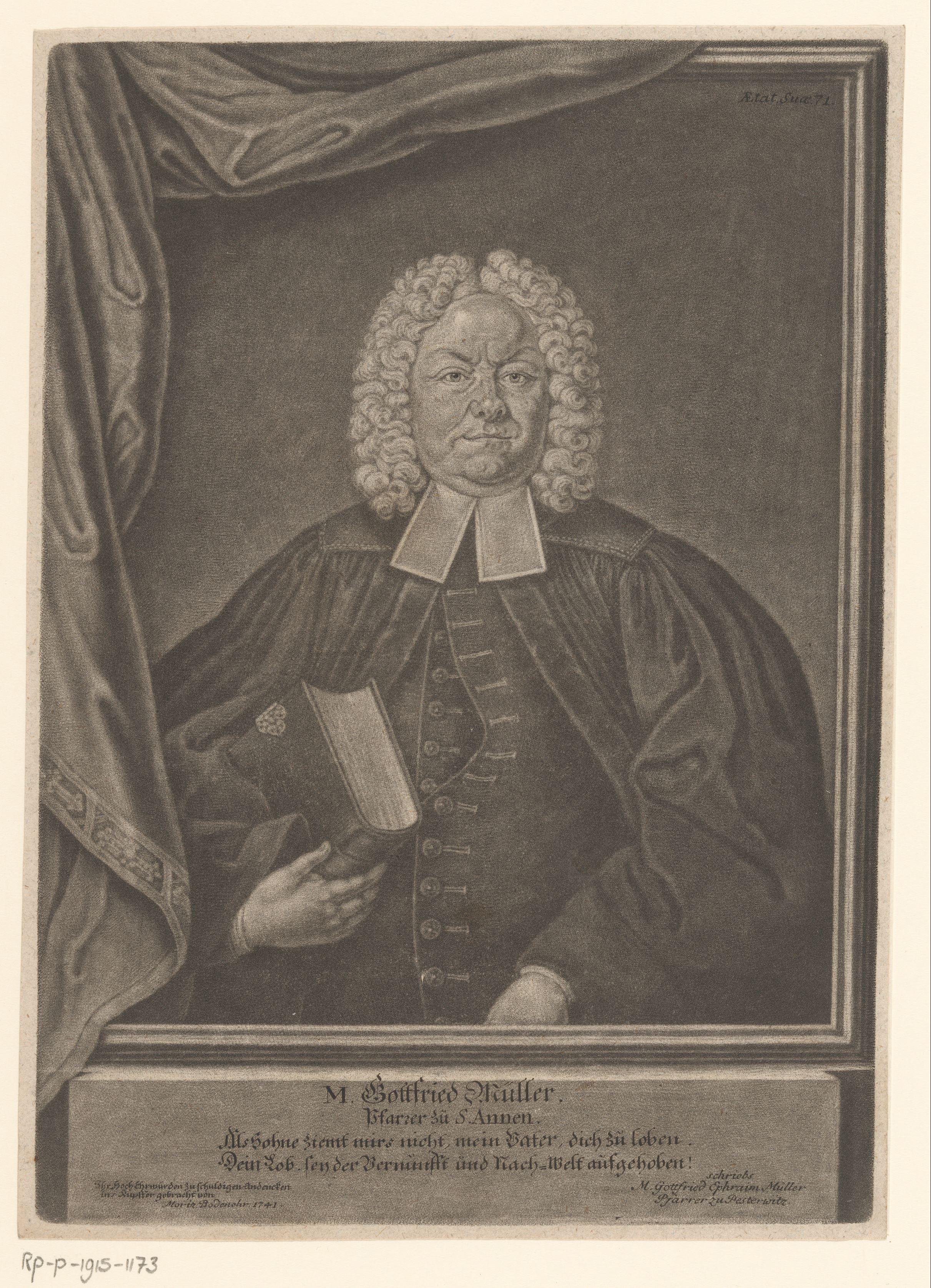 Portret van Gottfried Müllerr op 71-jarige leeftijd