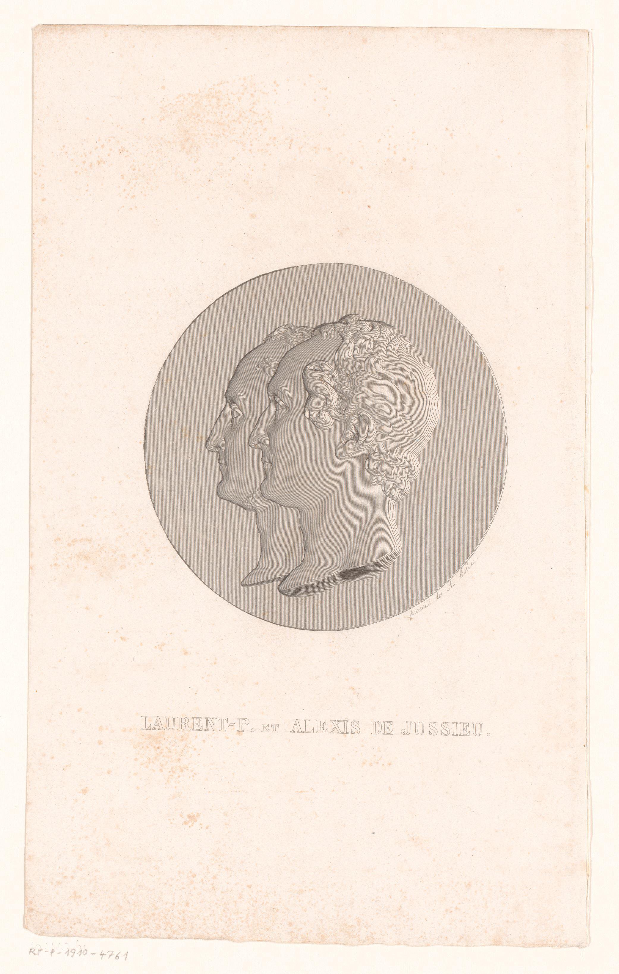 Medaille met portret van Laurent-Pierre en Alexis de Jussieu