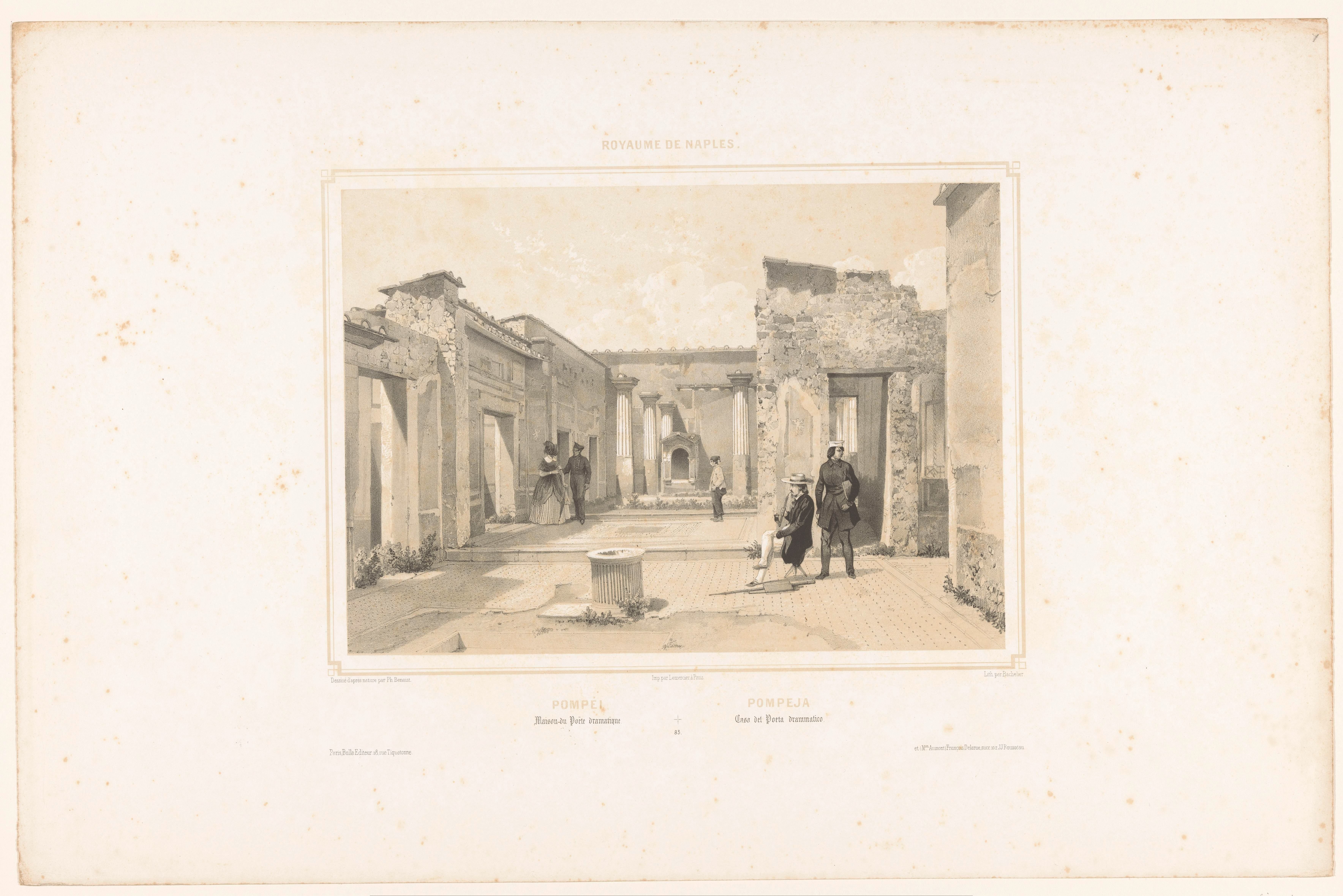 Zicht op de ruïne van een huis in Pompeï