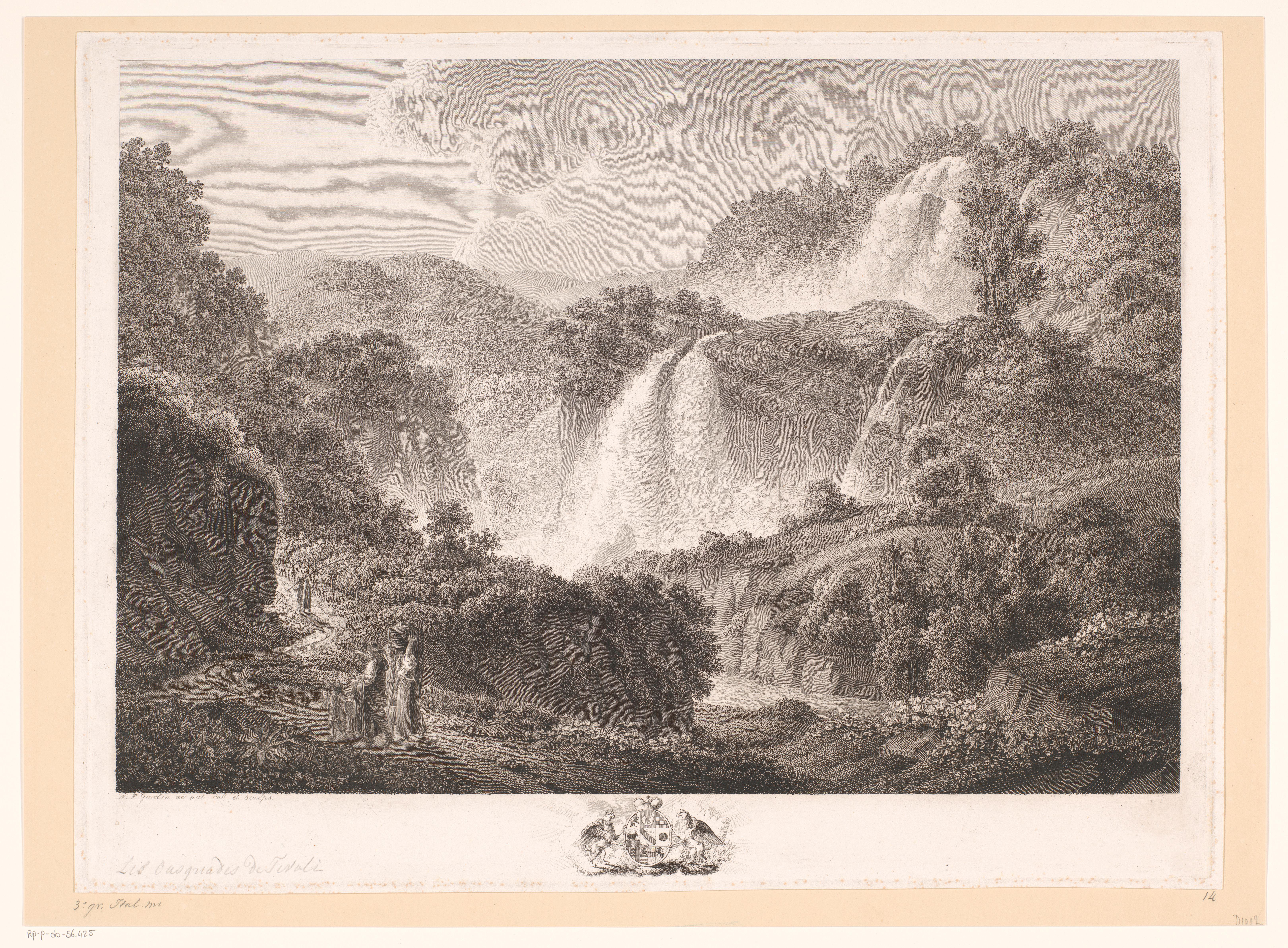 Landschap met de watervallen van Tivoli