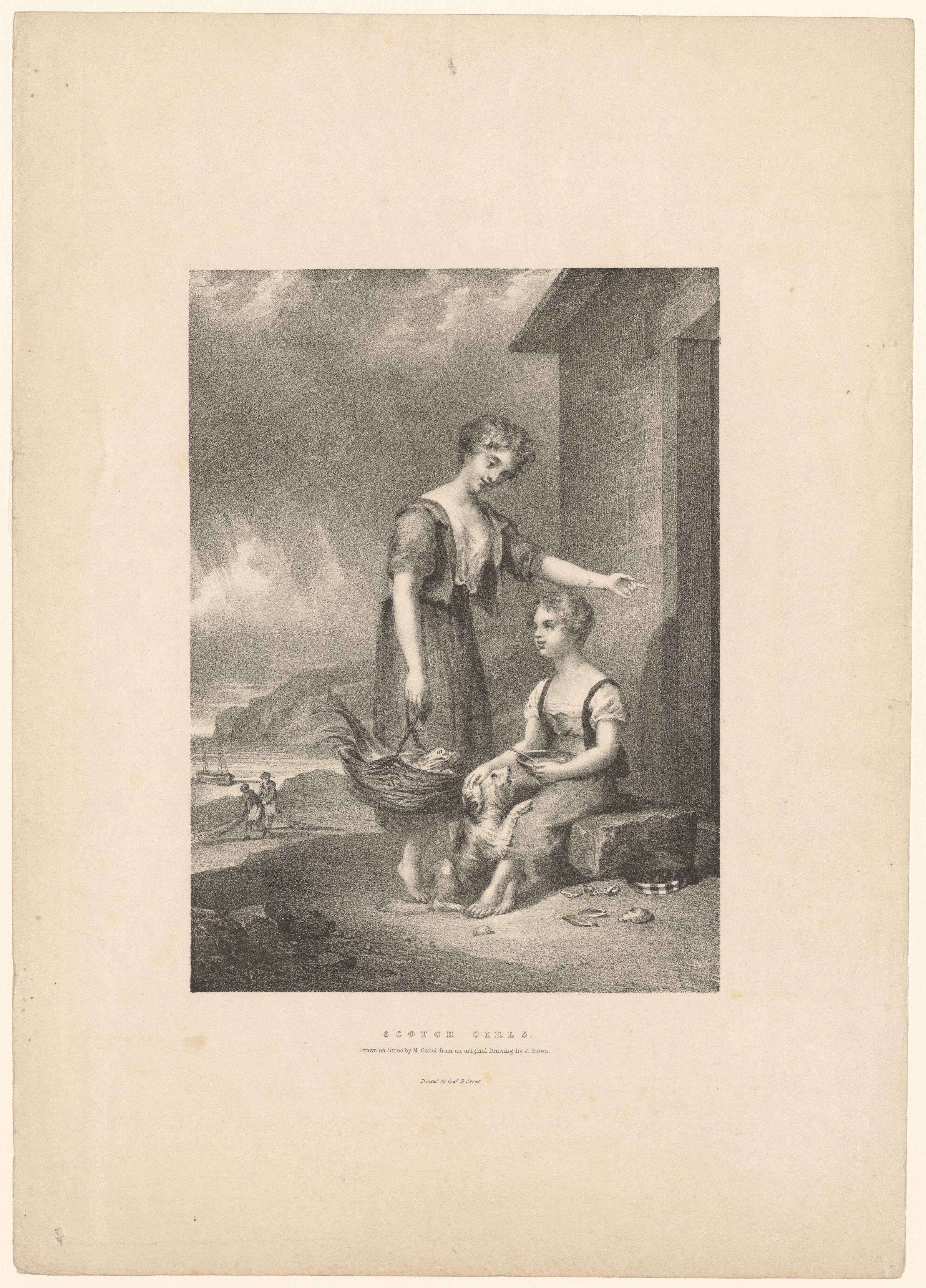 Twee schotse meisjes voor een huis