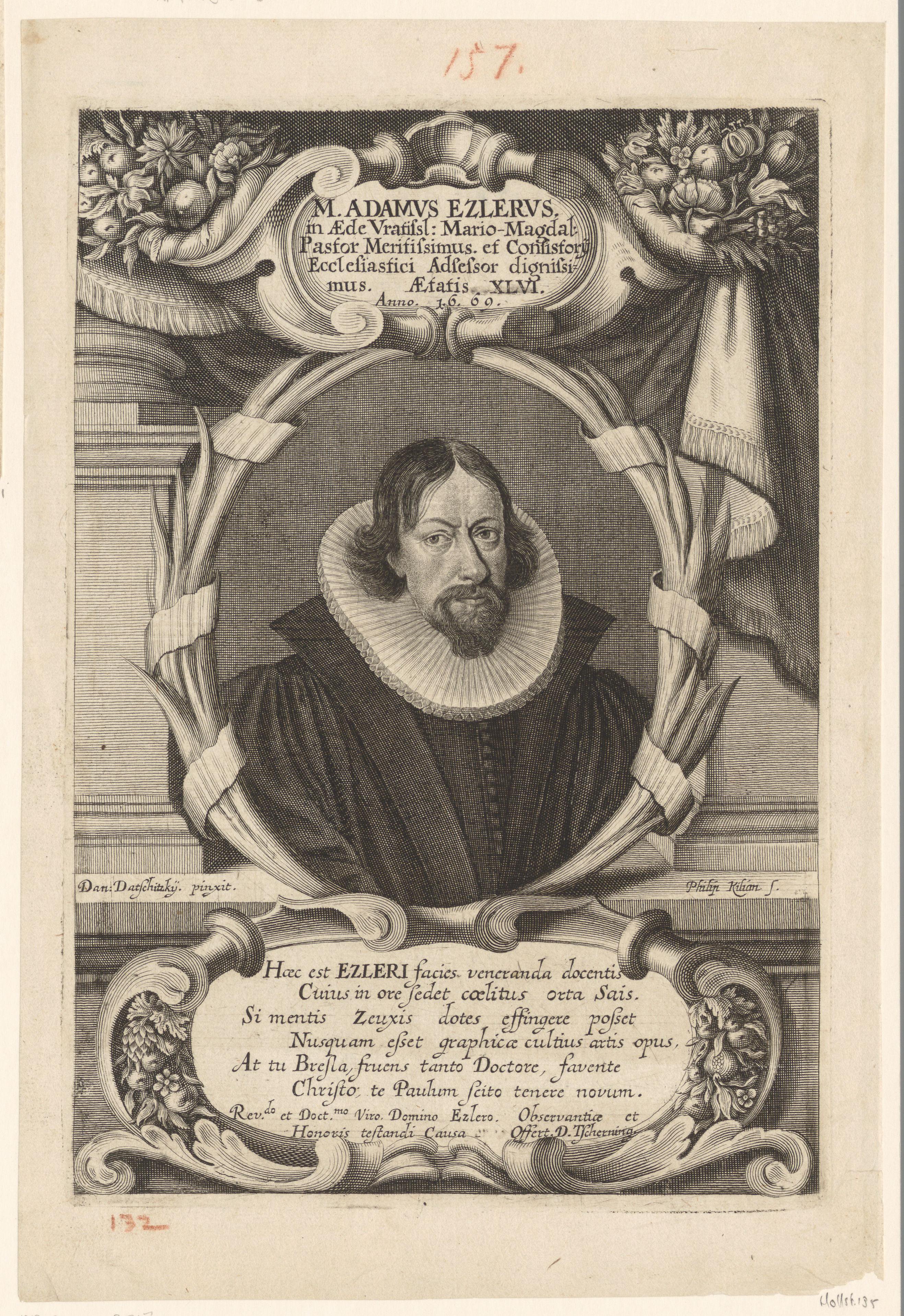 Portret van Adam Etzler op 46-jarige leeftijd