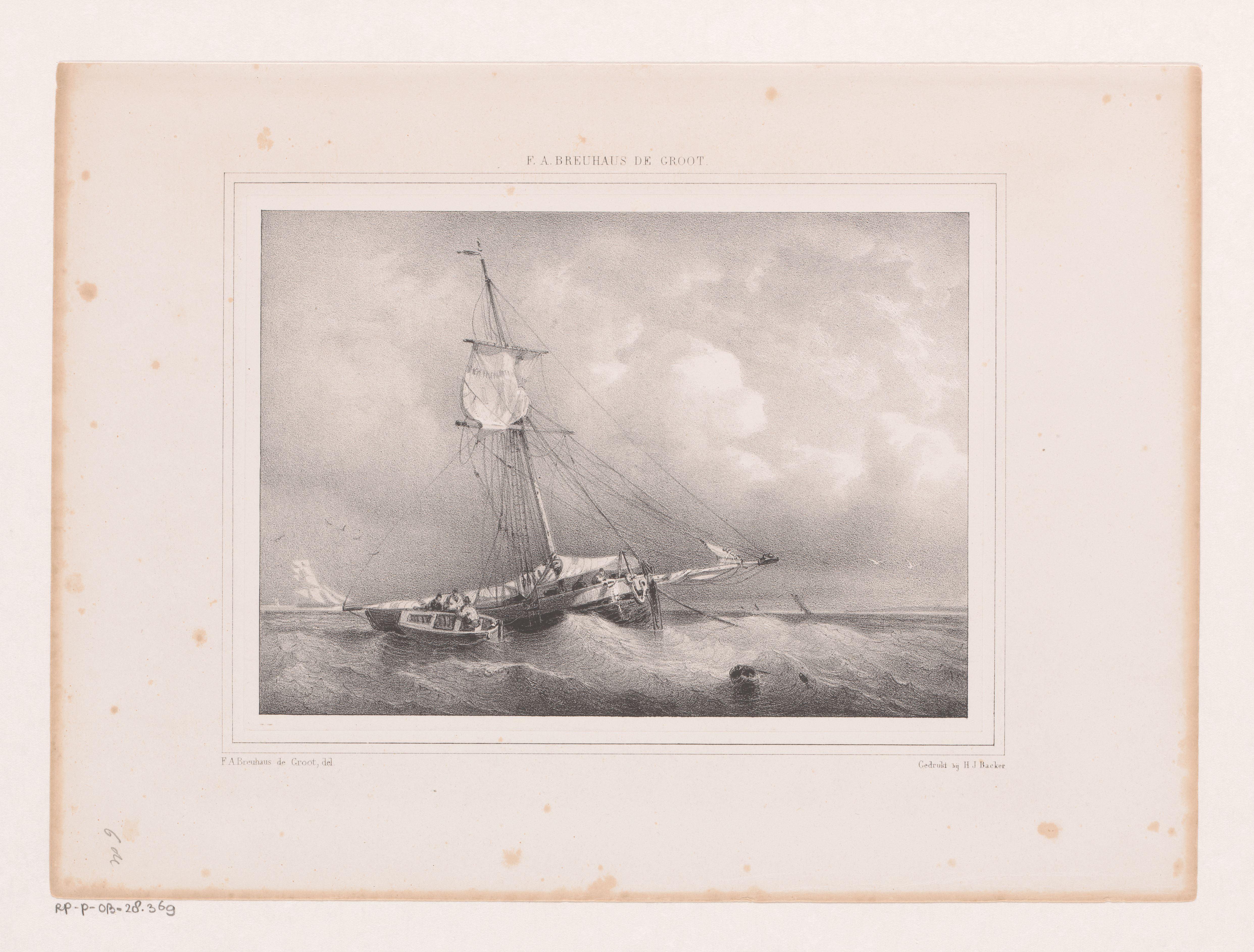 Zeilboot voor anker op zee
