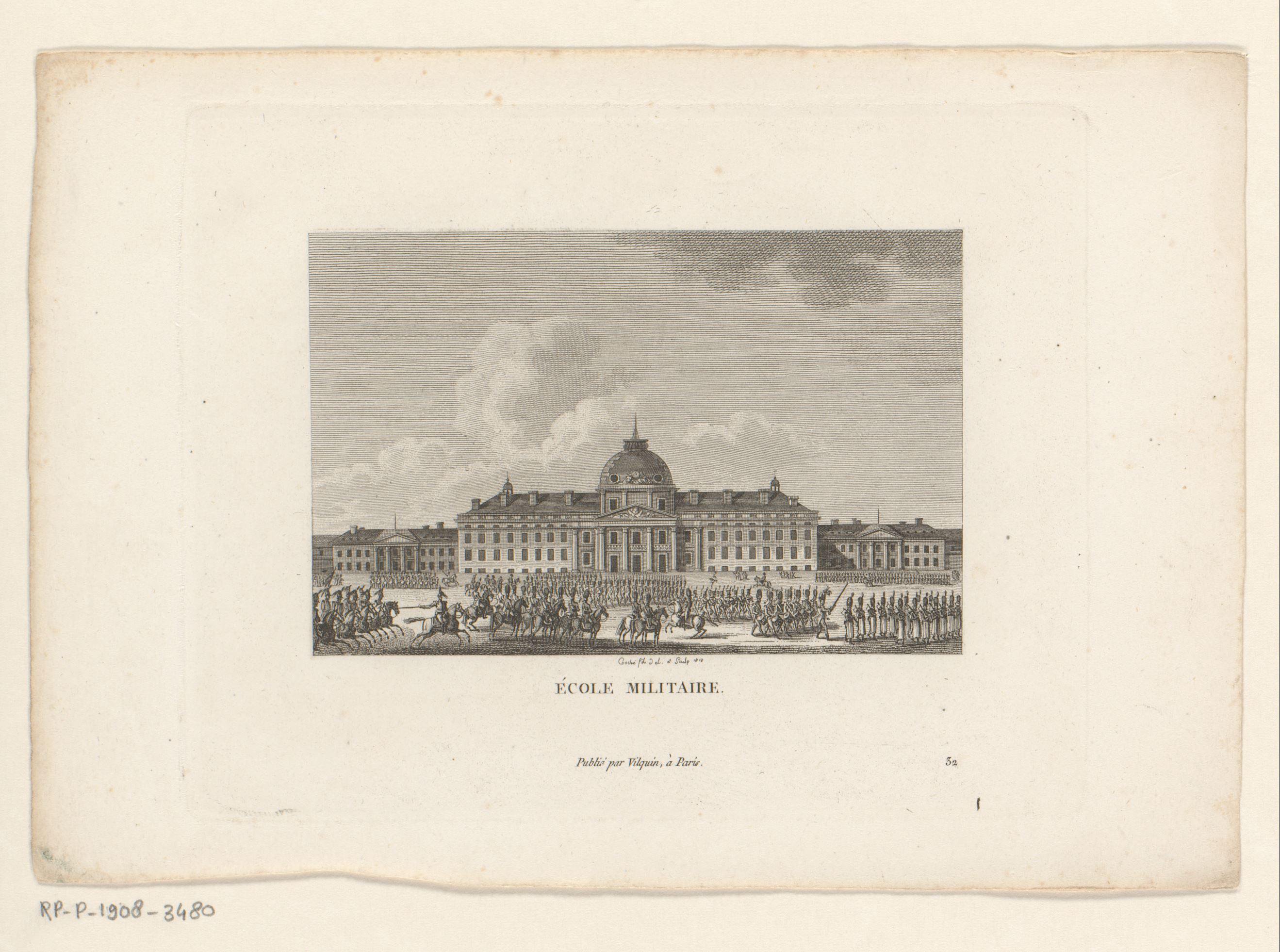 Gezicht op de École militaire te Parijs