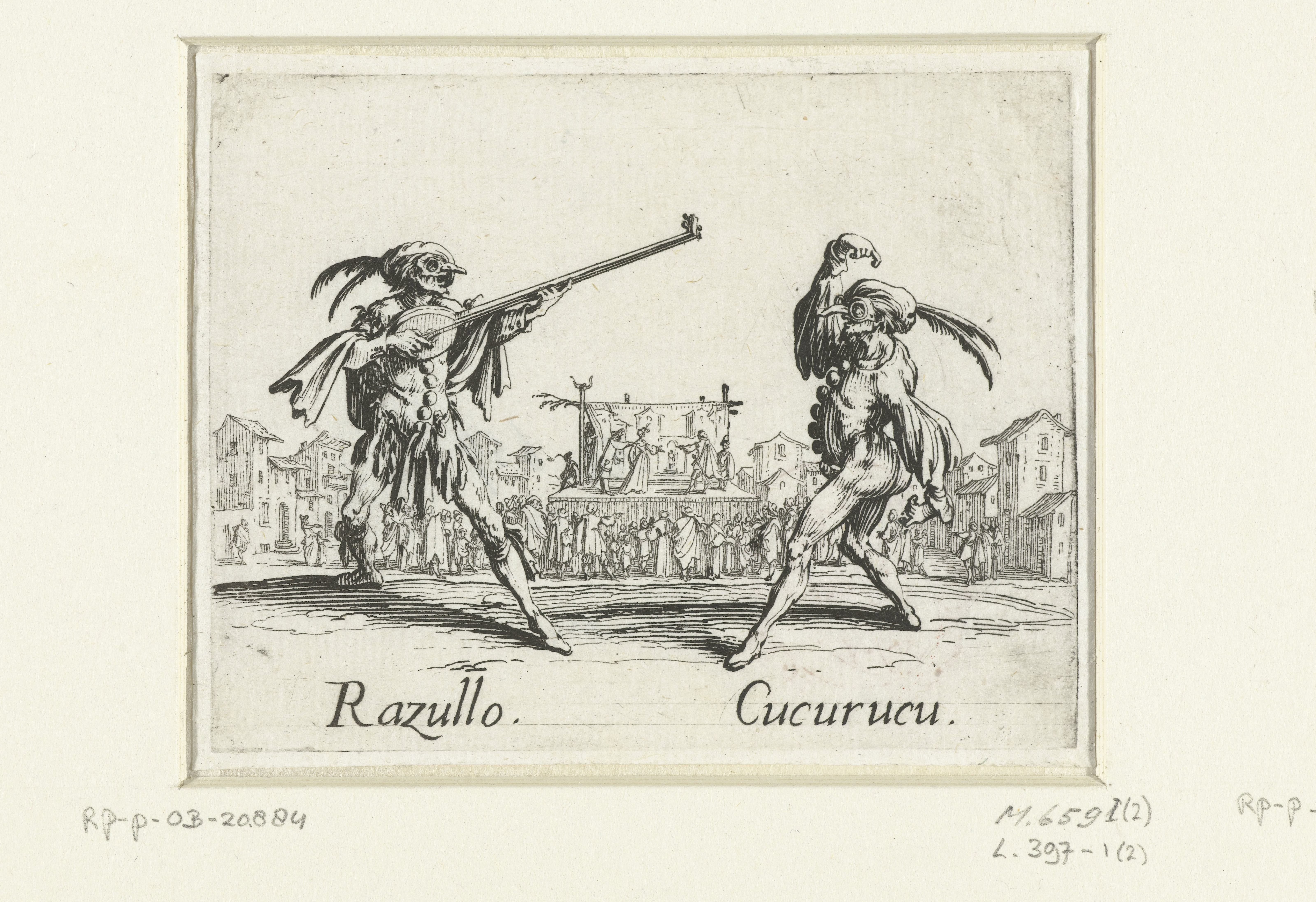 Twee straatartiesten als Razullo en Cucurucu