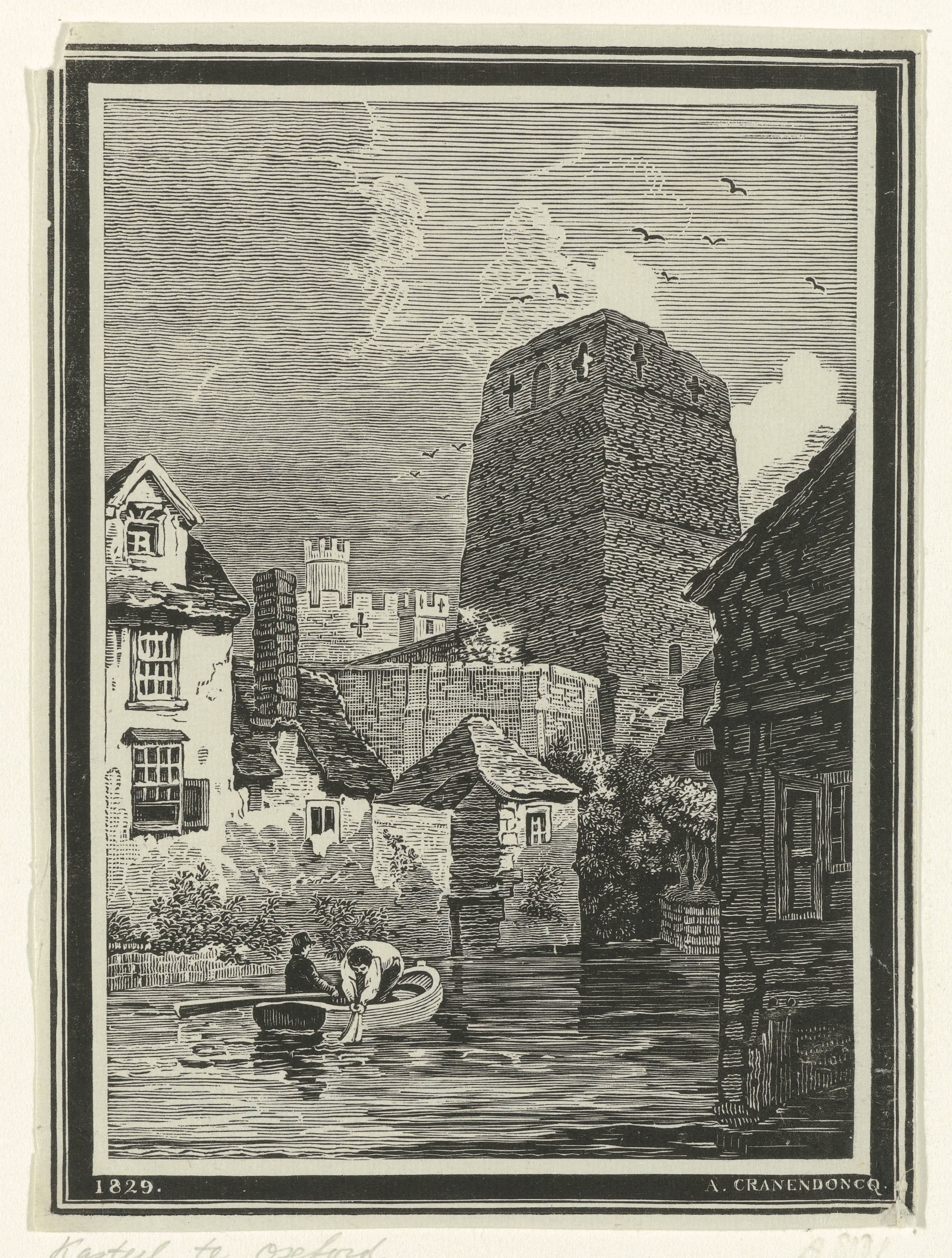 Gezicht op het kasteel te Oxford
