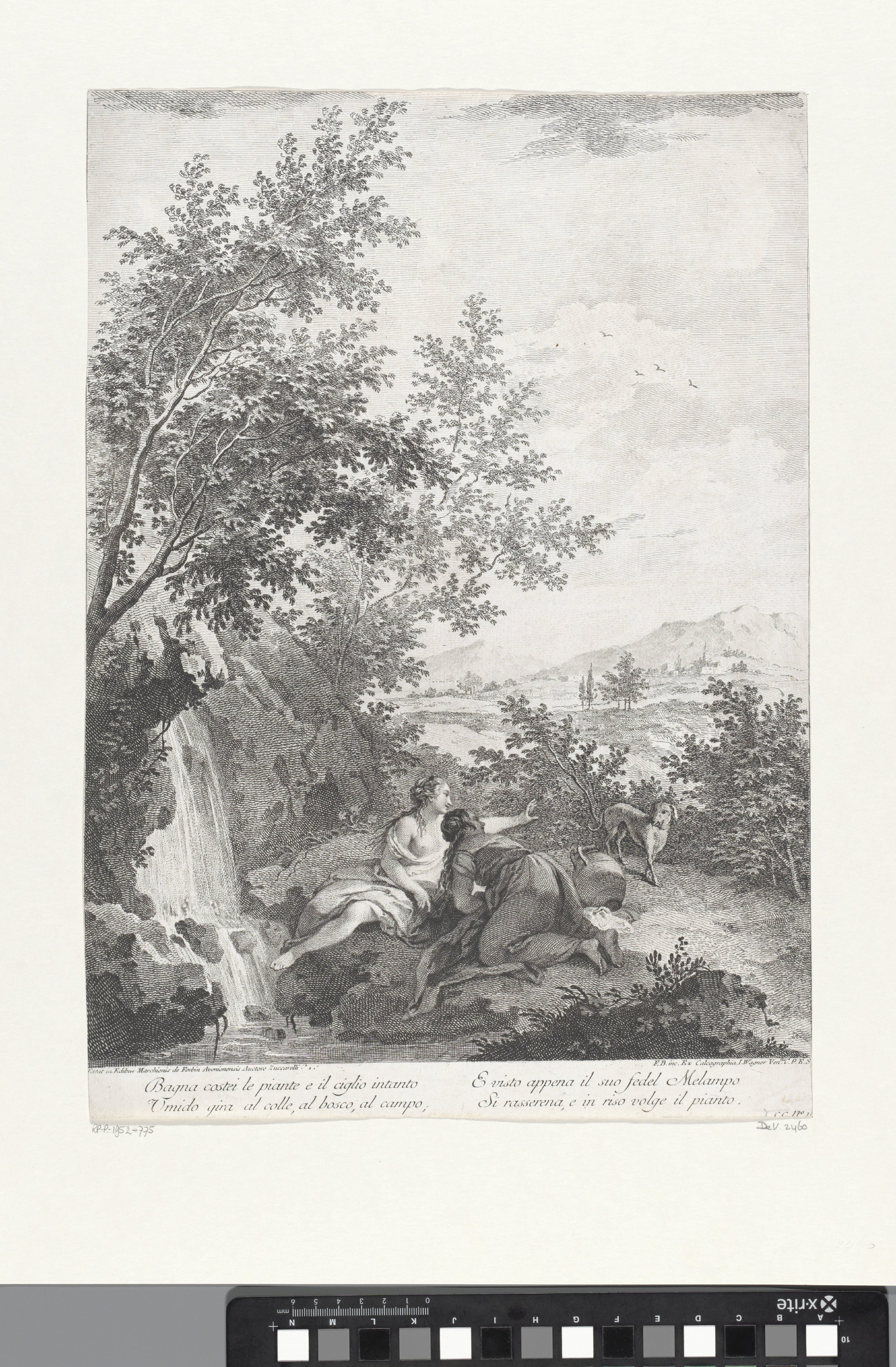 Landschap met twee vrouwen bij een waterval