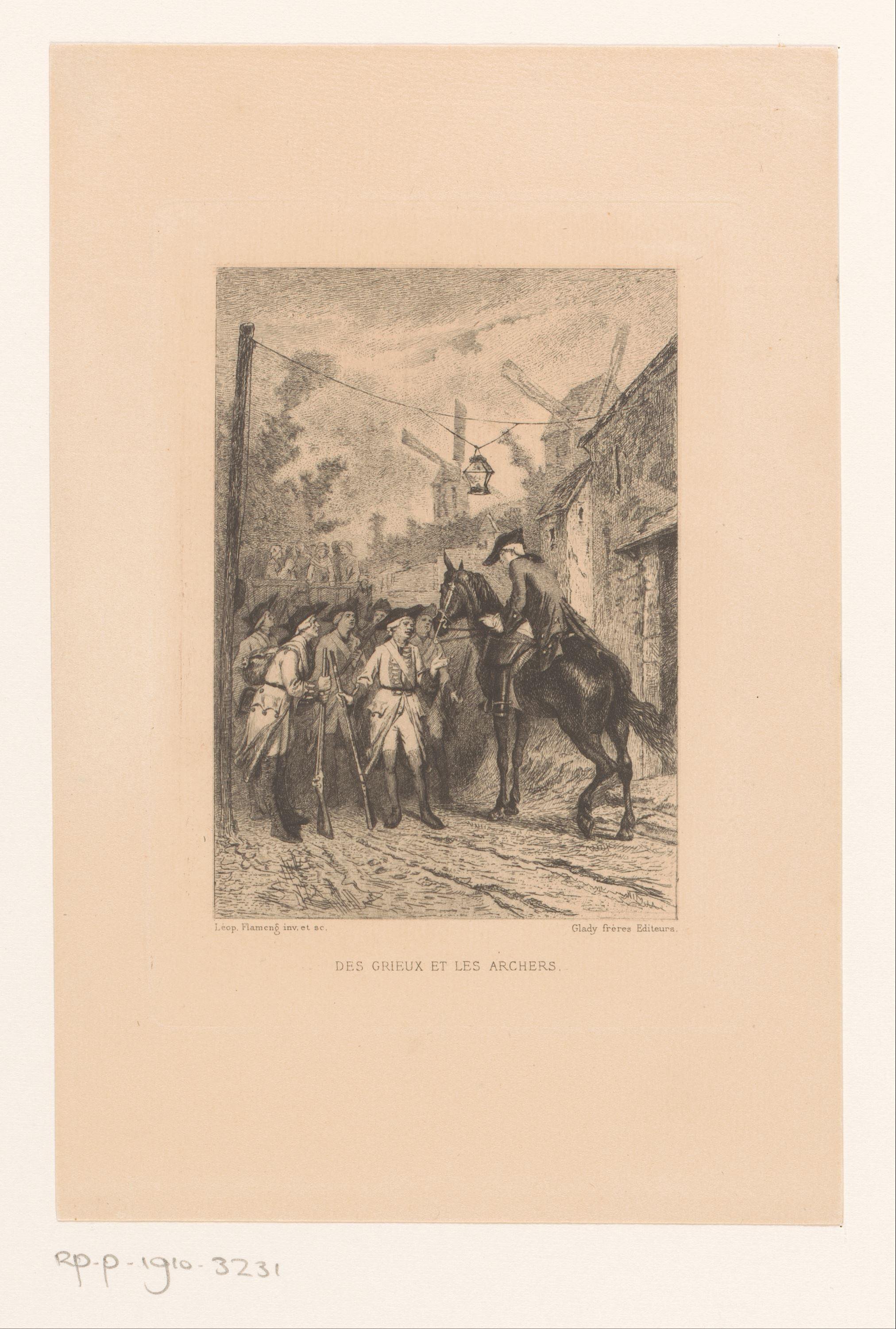 Chevalier de Grieux bij een groep musketiers