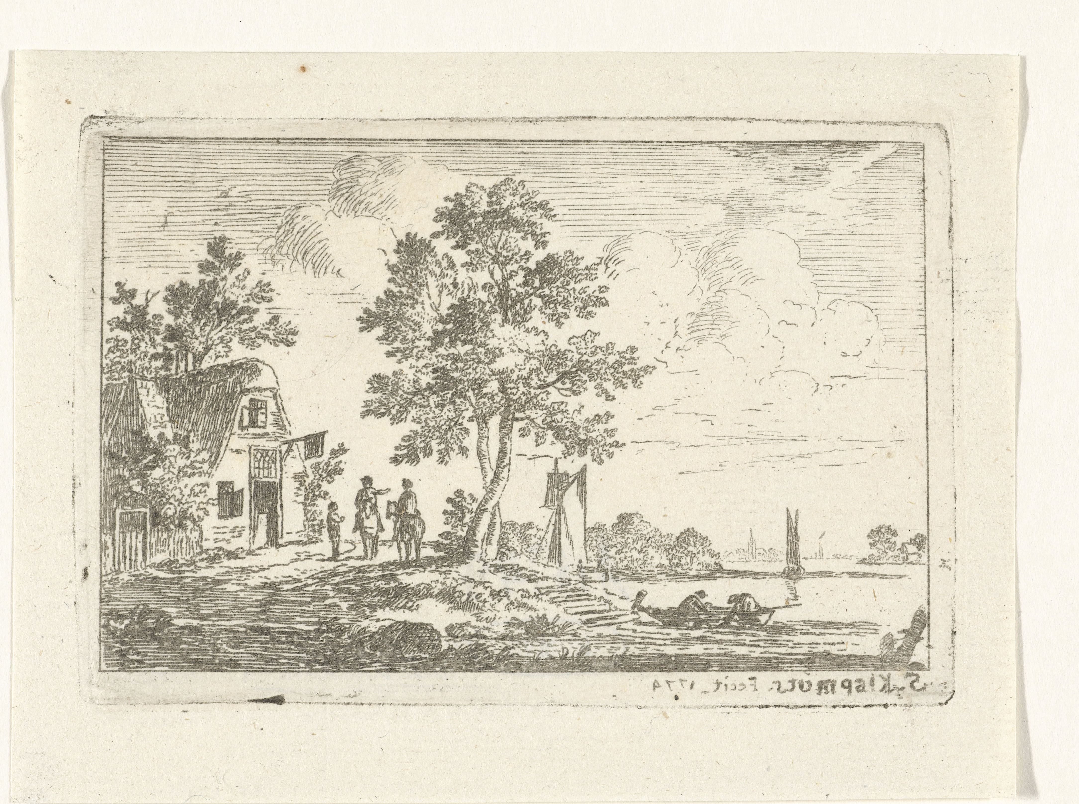 Landschap met een herberg en een rivier