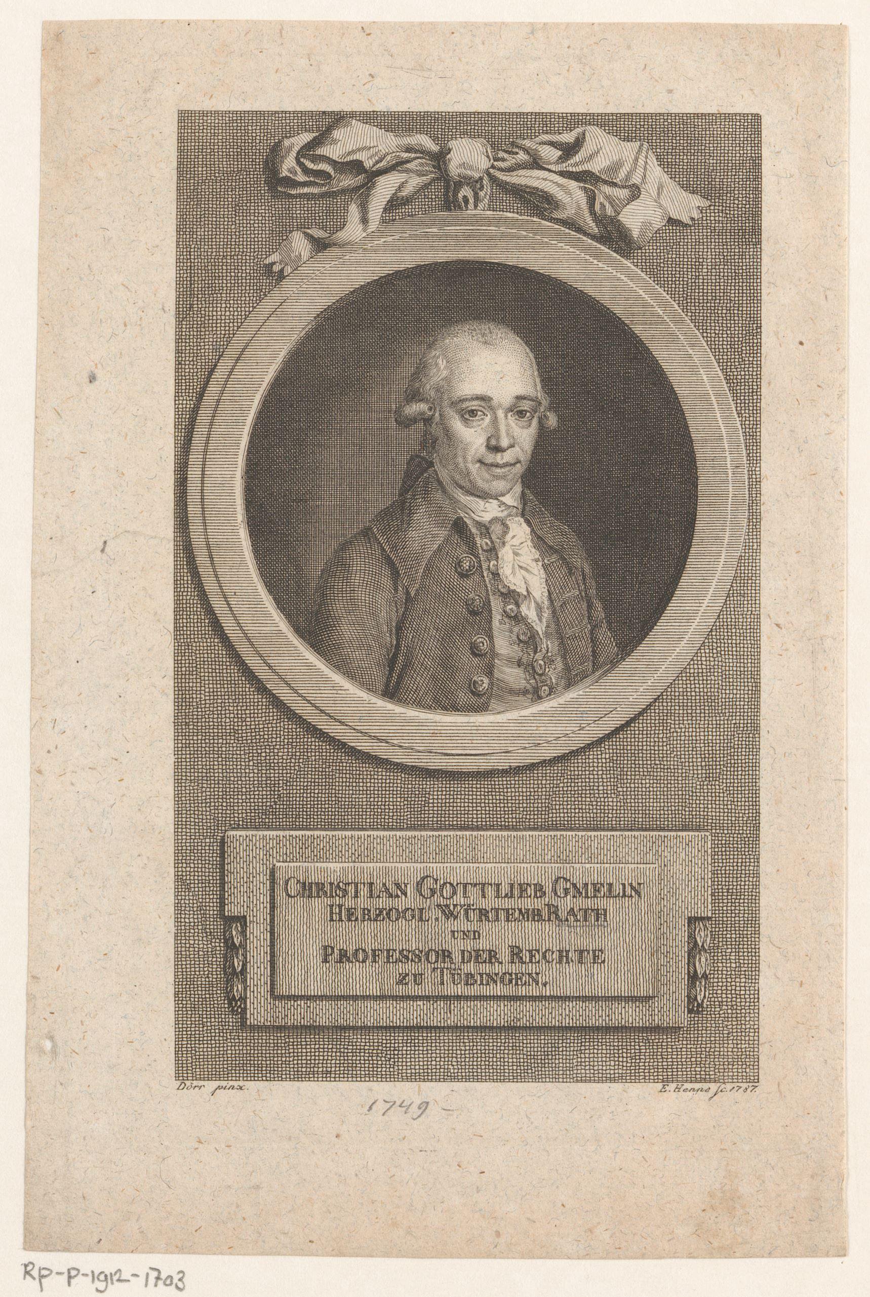 Portret van Christian Gottlieb von Gmelin