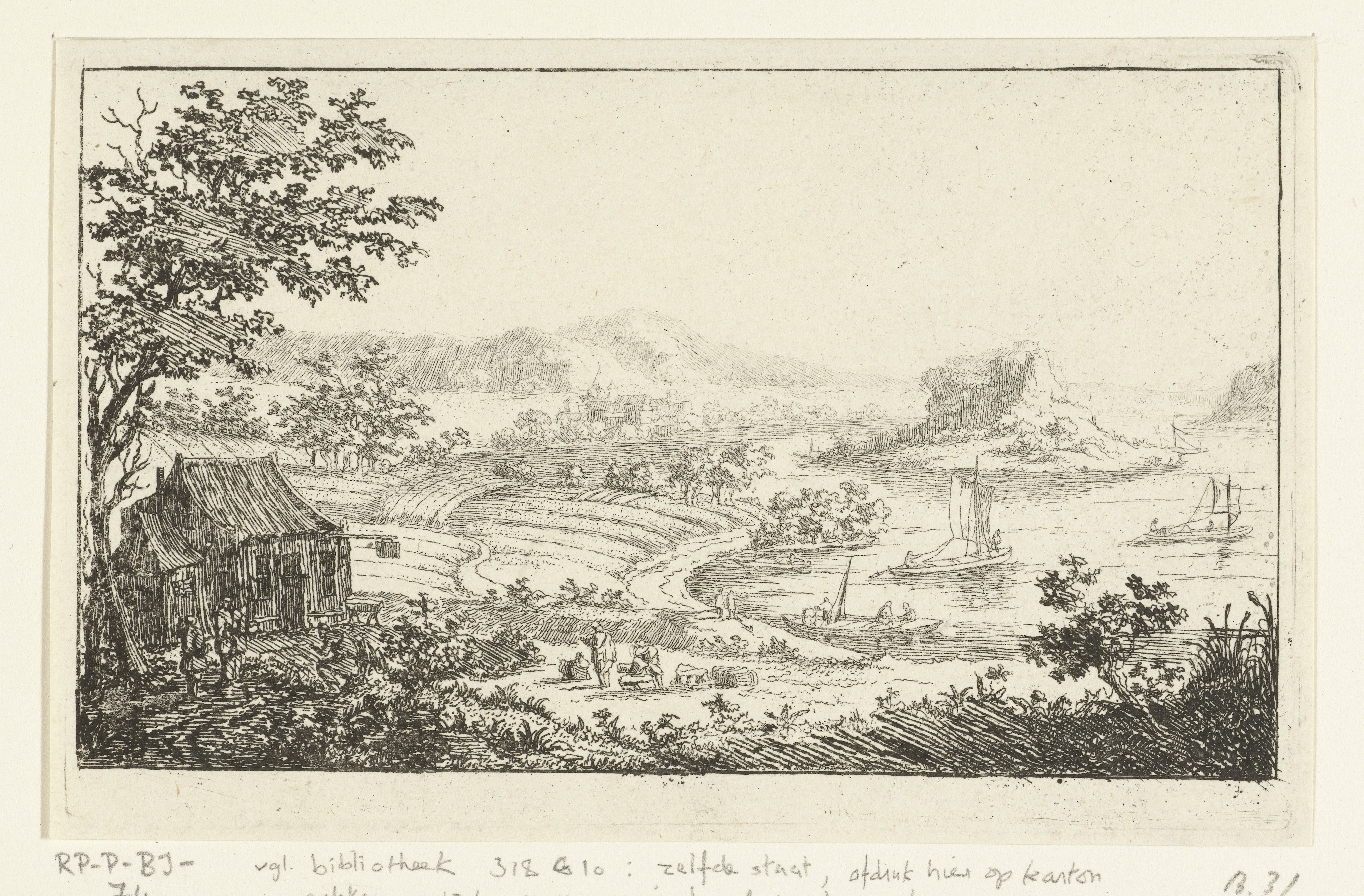 Rivierlandschap met rotseiland